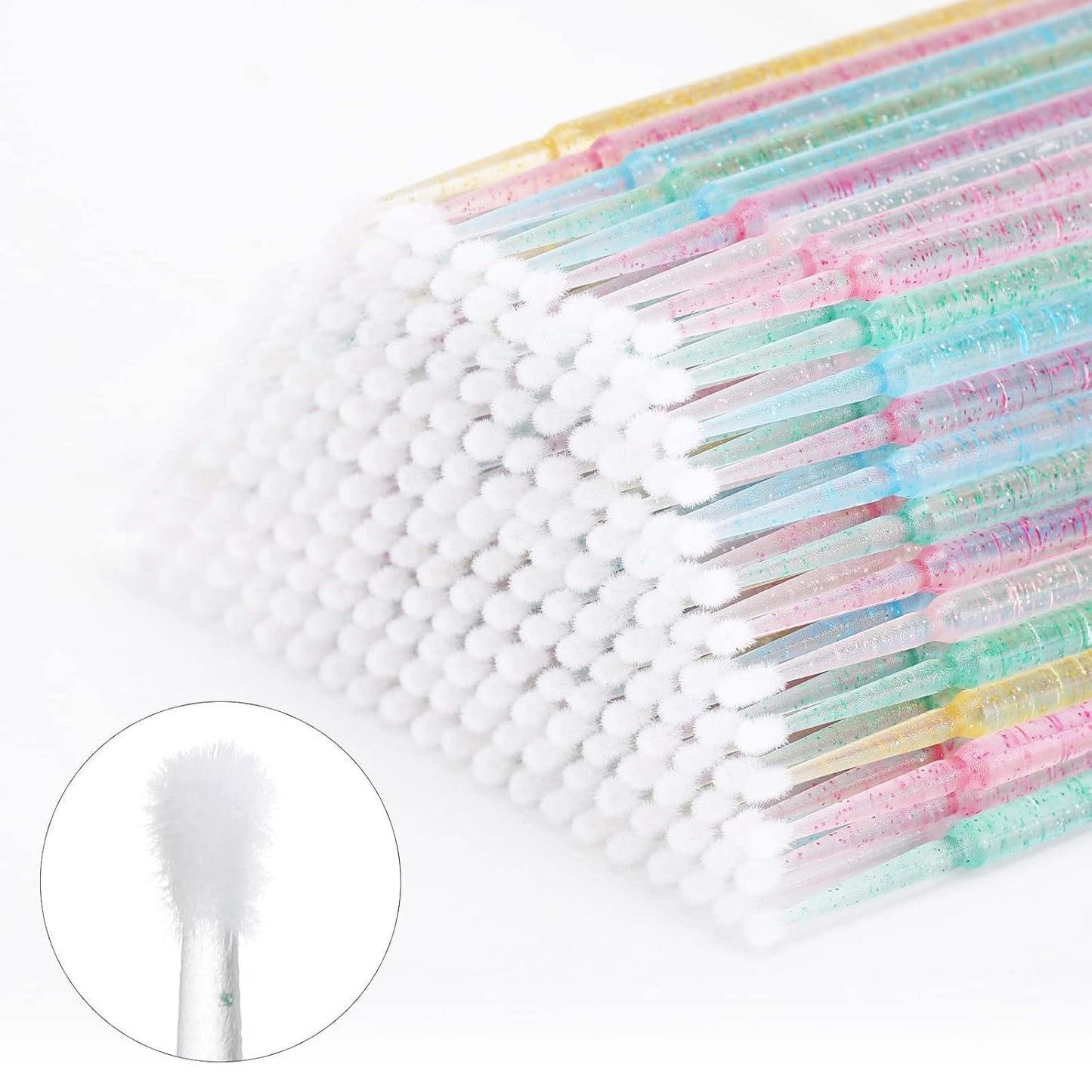 Tbestmax 1000 Pcs Crystal Microbrushes Applicators Disposable Microswabs for Eyelash Extensions Micro Wands Spoolie 5 Color