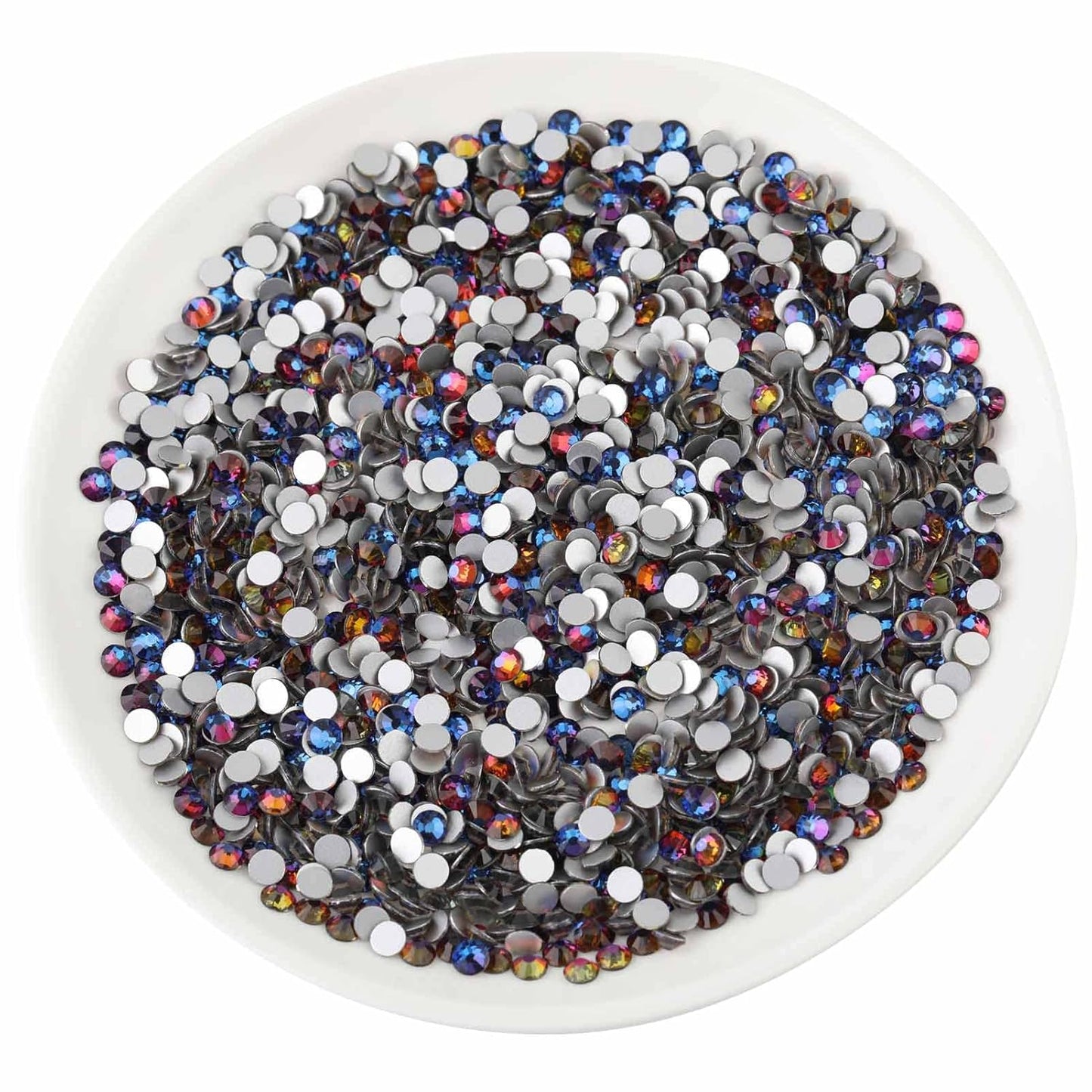 Beadsland 1440 Pieces Flat Back Crystal Rhinestones Round Gems,1.3mm-6.5mm,Blue Volcano,SS10,2.7-2.9mm