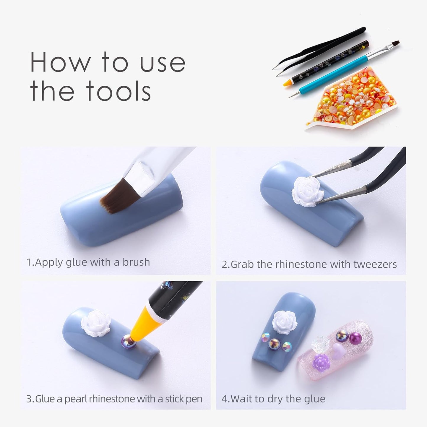 Sun Magic 160g Orange Flat Back Pearls Rhinestones for Crafts Mixed Size 3mm-10mm AB Color Round Half Pearls Flatback Pearl Beads and Resin Rhinestones Set for Face Art