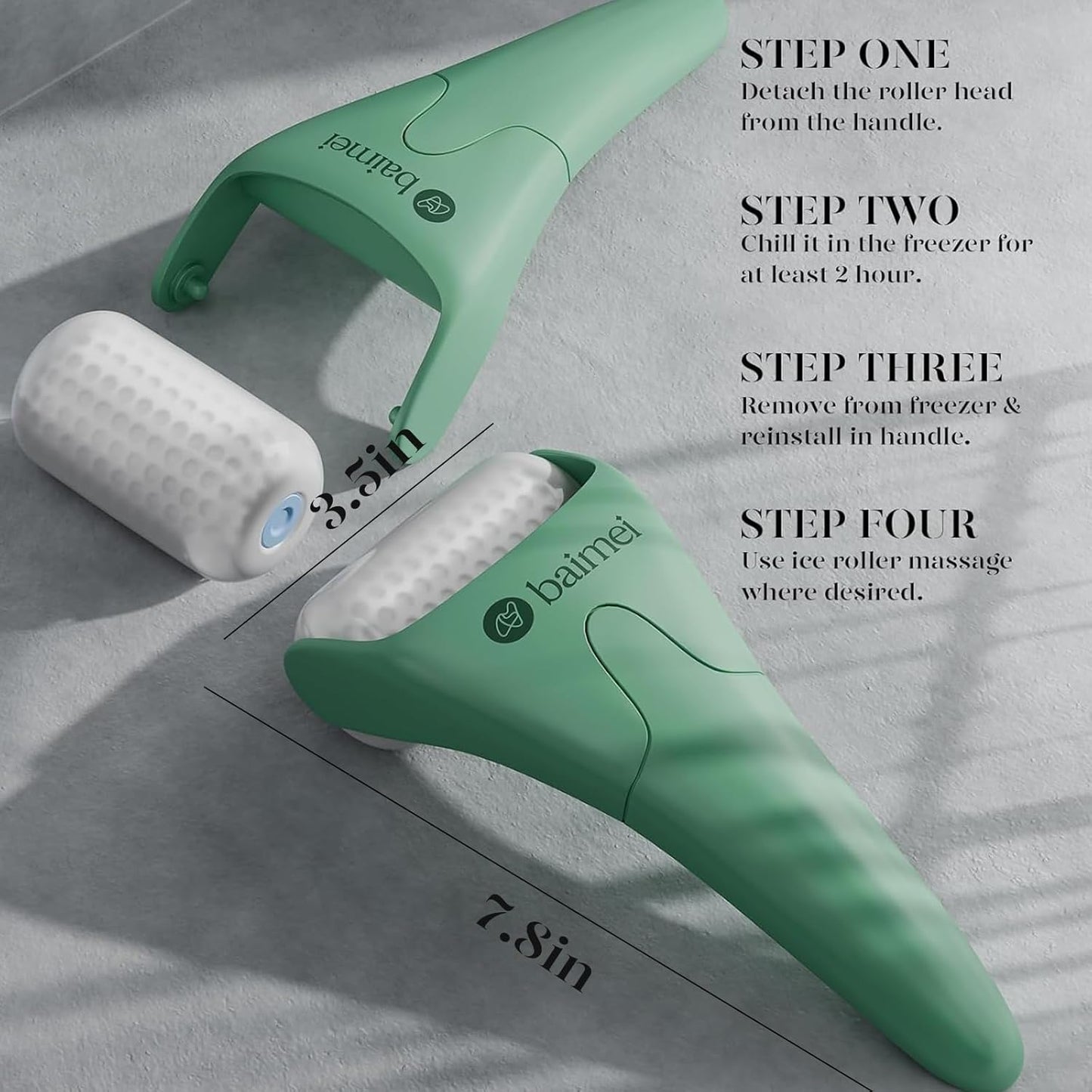 BAIMEI IcyMe Cryotherapy Ice Roller and Gua Sha Facial Tools Reduces Puffiness Migraine Pain Relief, Skin Care Tools for Face Massager Self Care Gift for Men Women - Green