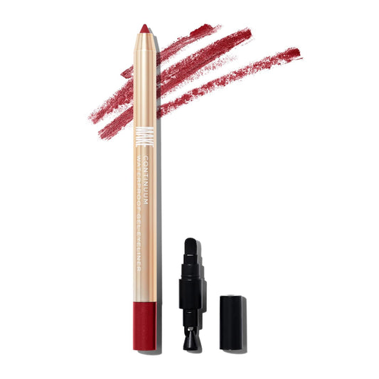 MAKE Beauty Continuum Waterproof Gel Eyeliner Pencil. Creamy, Pigmented Multi-Use, including Waterline with Built-in Sharpener and Blending Brush. Smudge-Proof Makeup. Shade - Retrograde, Burnt Red