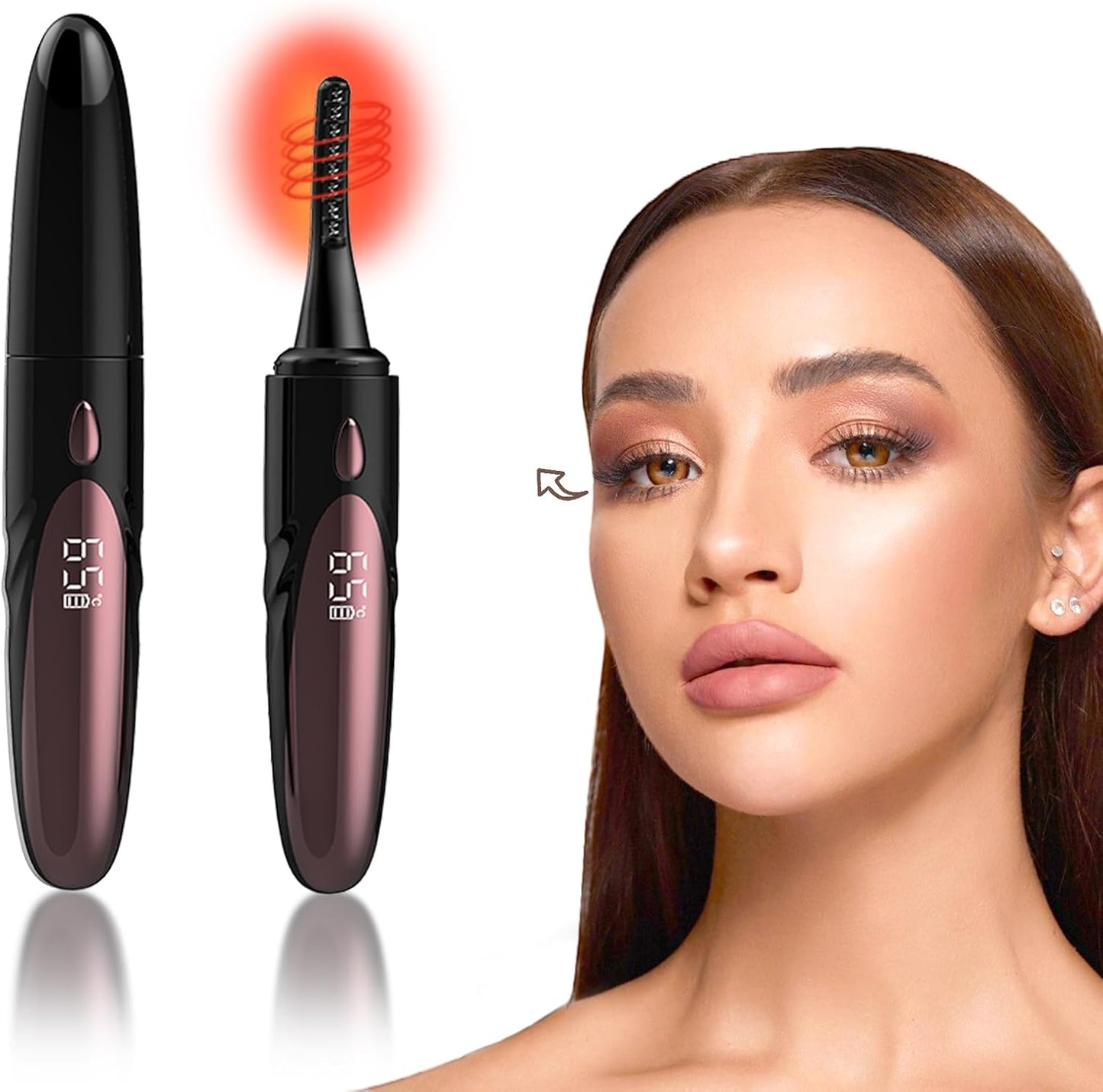 Heated Eyelash Curlers - Fast Heat up Within 10s, Electric Eyelash Curler with 4 Heating Modes, Rechargeable Electric Eyelash Curler, Heated Lash Curler for Makeup Tools with LED Display (Black)