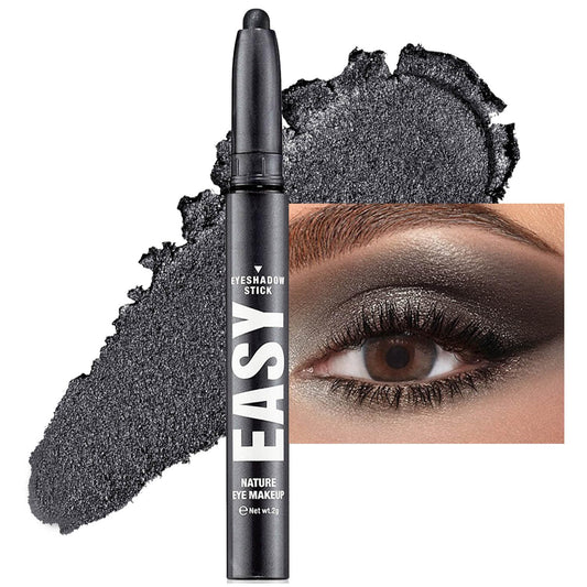Black Eyeshadow Stick Shimmer Cream Single Eyeshadow Pencil Makeup, High Pigmented Crease-proof Eye Shadow Brightener Stick, Hypoallergenic Waterproof Long Lasting Eye Highlighter stick(B-23#)