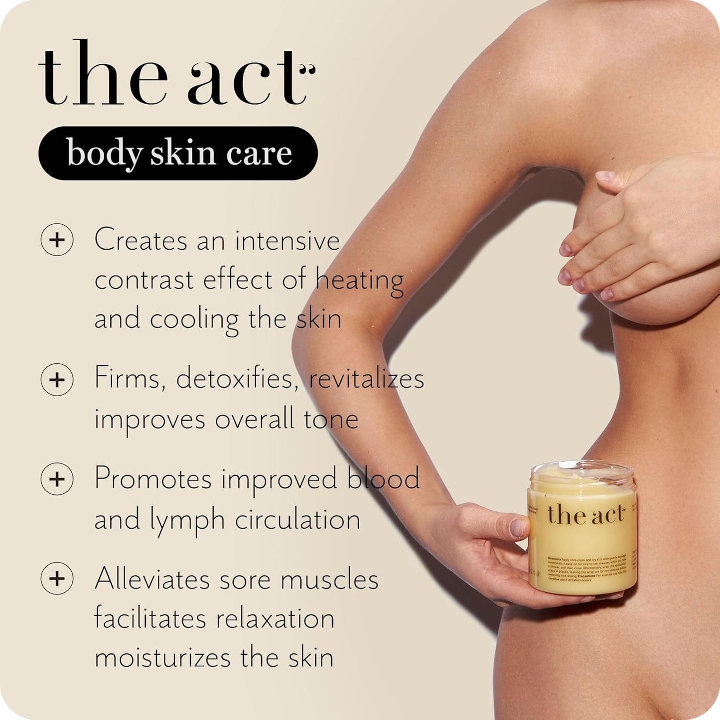 The Act Body Hot Wrap Mask - Firming and Hydrating Body Mask & Wrap for Thighs and Legs, Smooth Skin Effect with Warming & Cooling Sensation, Hot Cream, Self-Care Gift, 8.8 oz