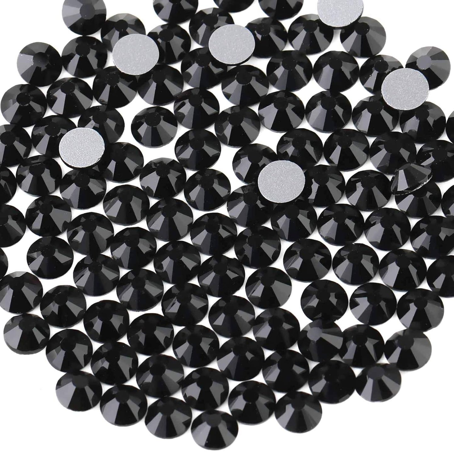 beadsland Flat Back Crystal Rhinestones Round Gems, Black (2.7-2.8mm) SS10/1440pcs