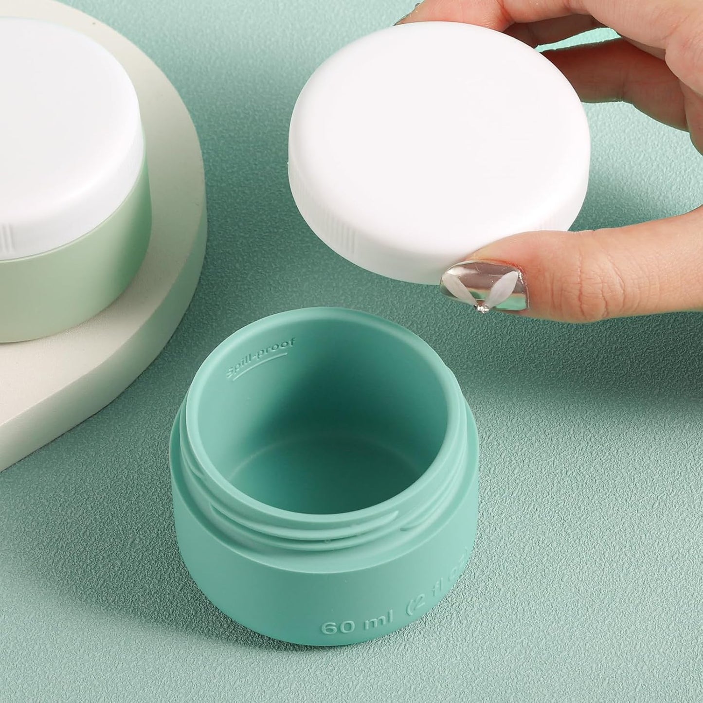 Travel Containers for Toiletries, Silicone Cream Jars BPA-Free, Leak-proof 3oz Travel Size Containers, Portable Size Silicone Jars with Lid for Cosmetic Face Hand Body Cream (4 Pack)