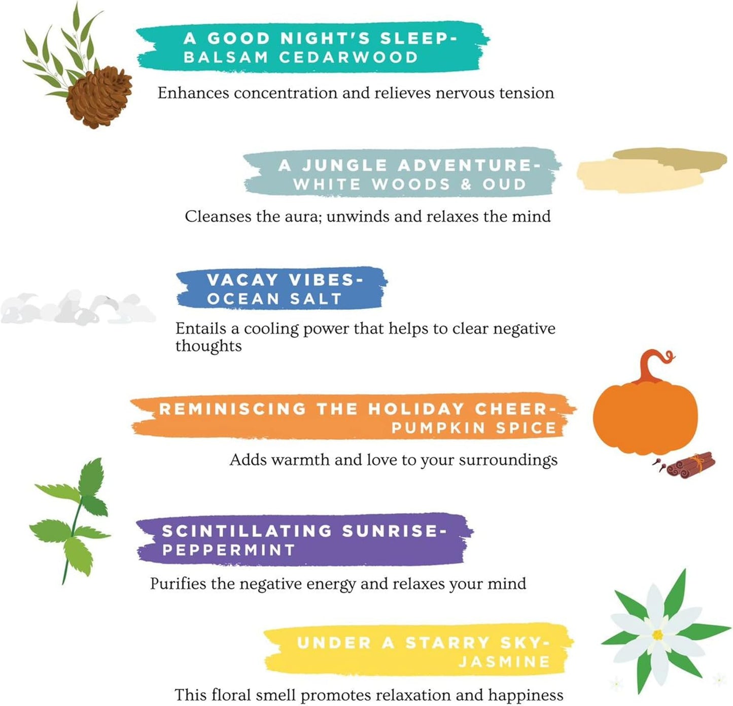 Folkulture Incense Sticks | Set of 6 (120 Fall Insence-Sticks) with 45 Mins Burn Time | Non Toxic Balsam Cedarwood, Oud, Jasmine, Pumpkin Spice Incense | Organic Peppermint Inscents-Sticks