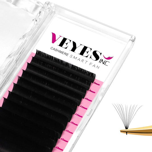 VEYES INC Cashmere Smart Fan Lash Extensions 0.03 0.05 0.07 C/CC/D Curl 8-20mm Mixed & Single Length, Super Matte Black Volume Lashes, Professional Supplies for Lash Techs (0.05 CC 17mm)