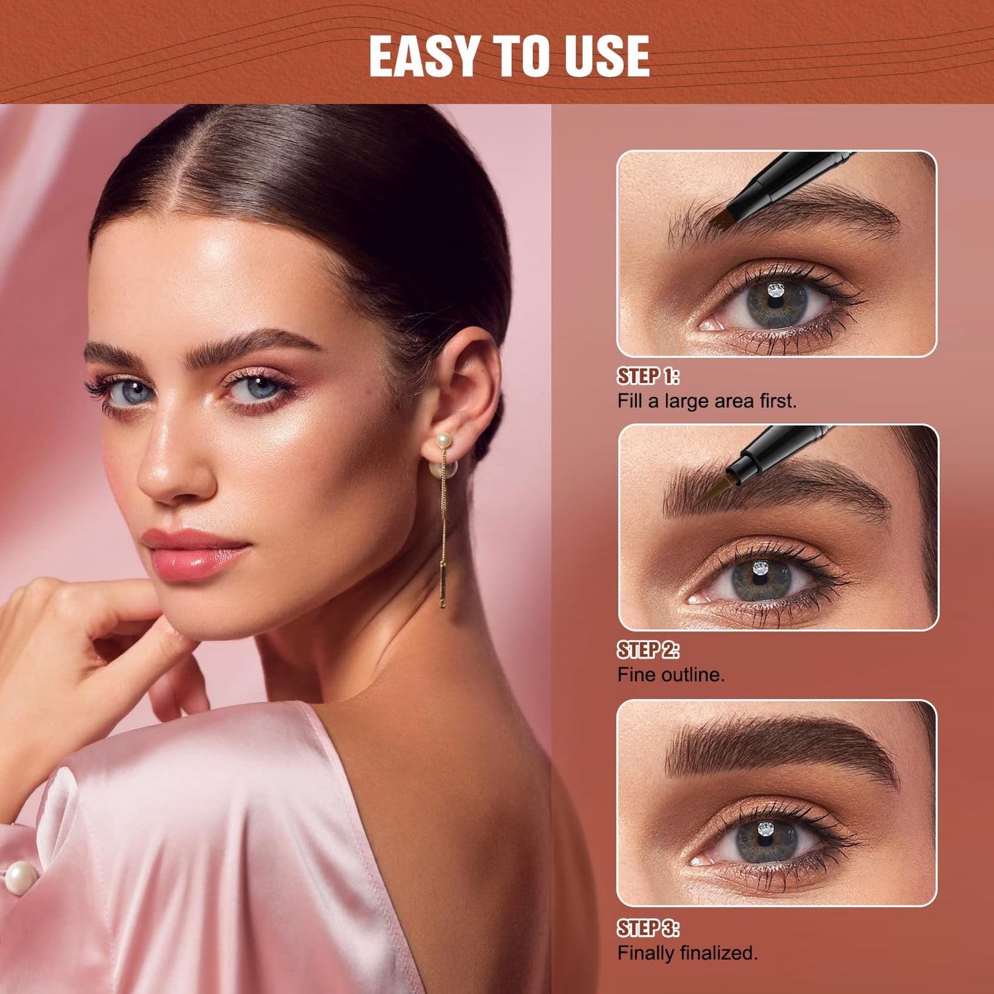 2-in-1 Microblading Eyebrow Pen, Dual-Ended Brow Pencil with 4 Tip and Ultra-Fine Tip,Waterproof Longer Lasting Eyebrow Pen,Microblade Eyebrow Pencil for Makeup Natural Hair-Like Brow (Dark Brown)