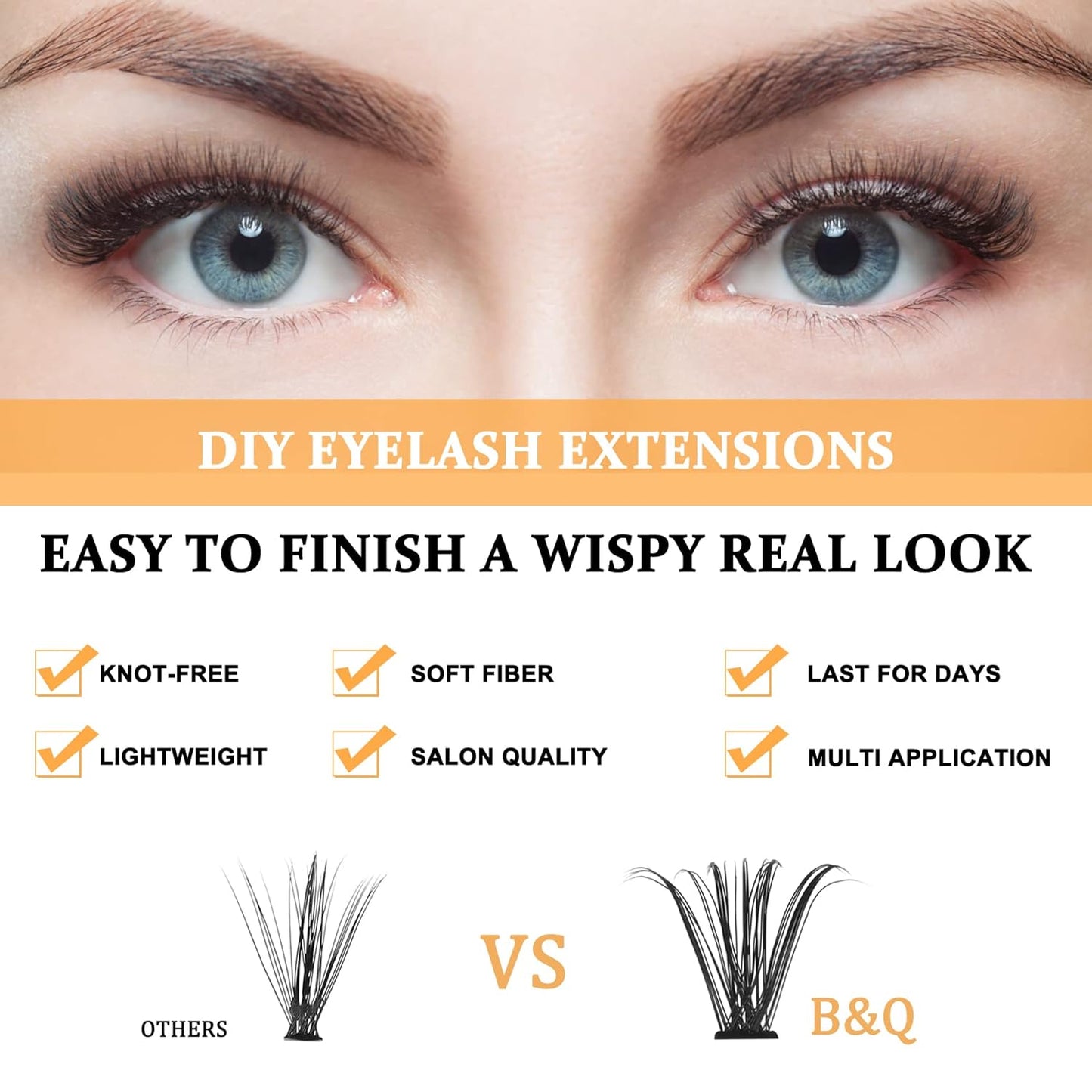 B&Qaugen Lash Clusters Individual Lashes 280 Clusters False Eyelash 30D 40D 50D Lash Clusters Extensions Individual Lashes Cluster DIY Eyelash Extensions at Home (50D-C,9-16MIX)