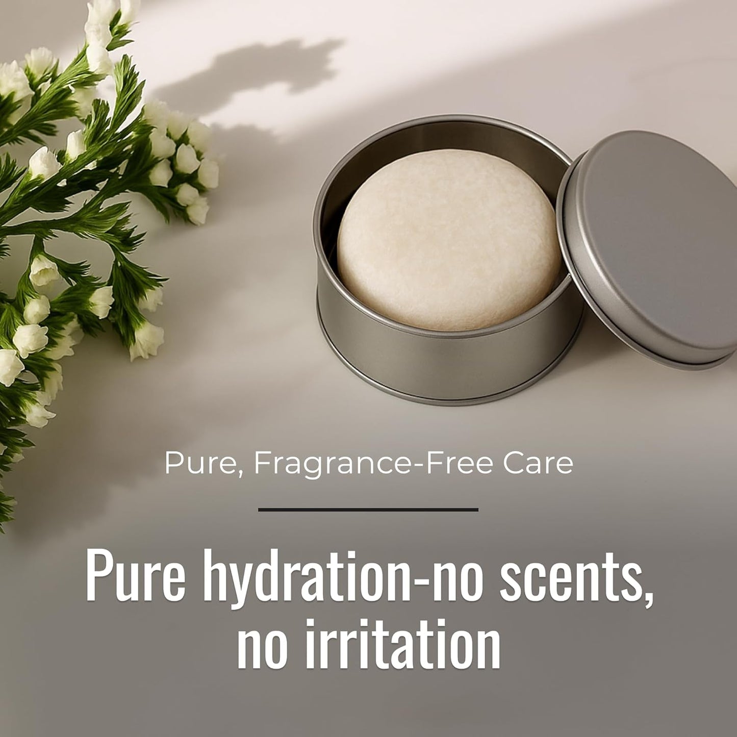 Simply Unscented Shampoo Bar, Vegan Solid Hair Cleanser for Sensitive Scalps & Fragrance-Free Care, Zero Waste, Travel-Friendly