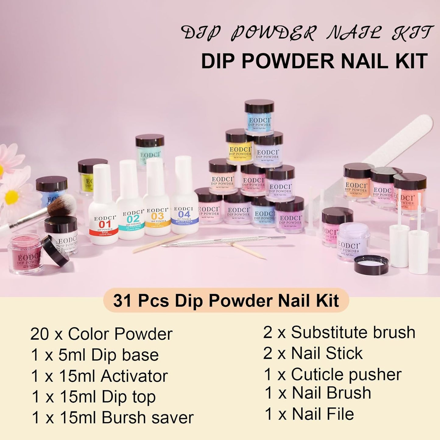 Summer Dip Powder Nail Kit Starter, 20 Neon Bright Blue Yellow Colors with Dipping Powder Base/top Coat Activator Liquid Set No Needed Nail Lamp Curing for French Nail Art Salon DIY Home