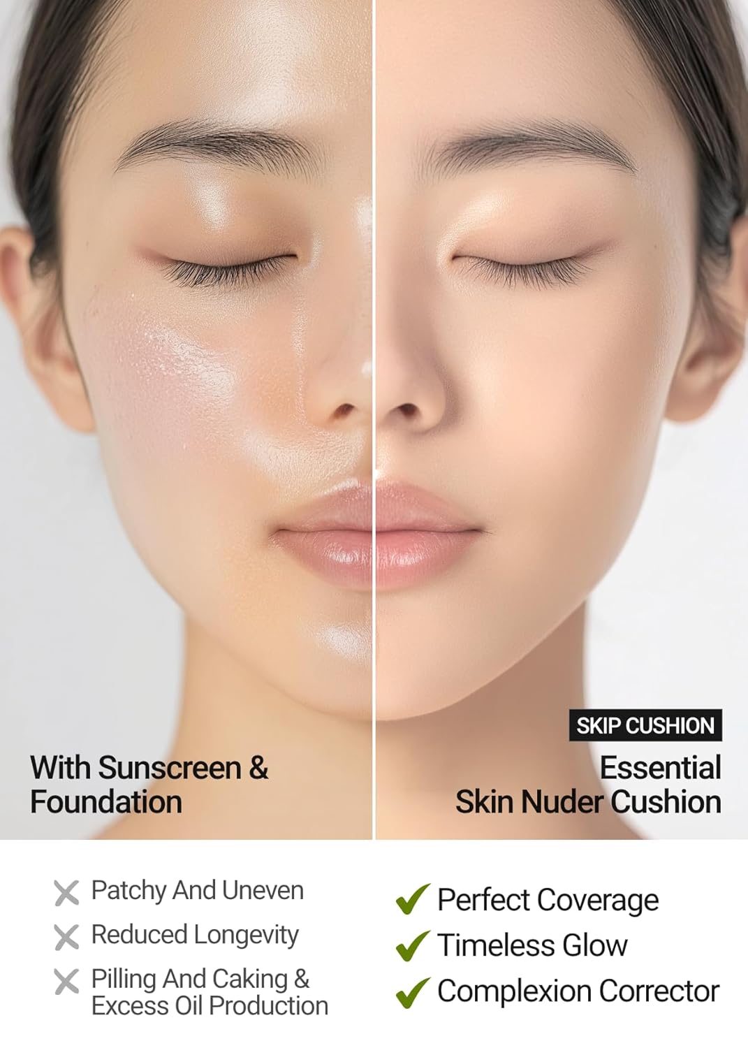 [JUNGSAEMMOOL OFFICIAL] Essential Skin Nuder Cushion (05 Light) | Refill Included | Natural Finish | SPF50 Broad Spectrum | Makeup Artist Brand | Cream Foundation