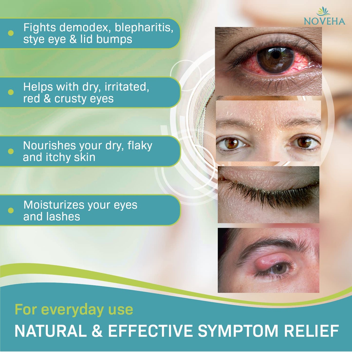 NOVEHA Tea Tree Oil Foaming Cleanser - Therapeutic Daily Skincare For For Eyelash & lids, MGD, Stye Eyes, Skin Dryness, Moisturize with Organic Ingredients, For All Skin Types (2 Pack)