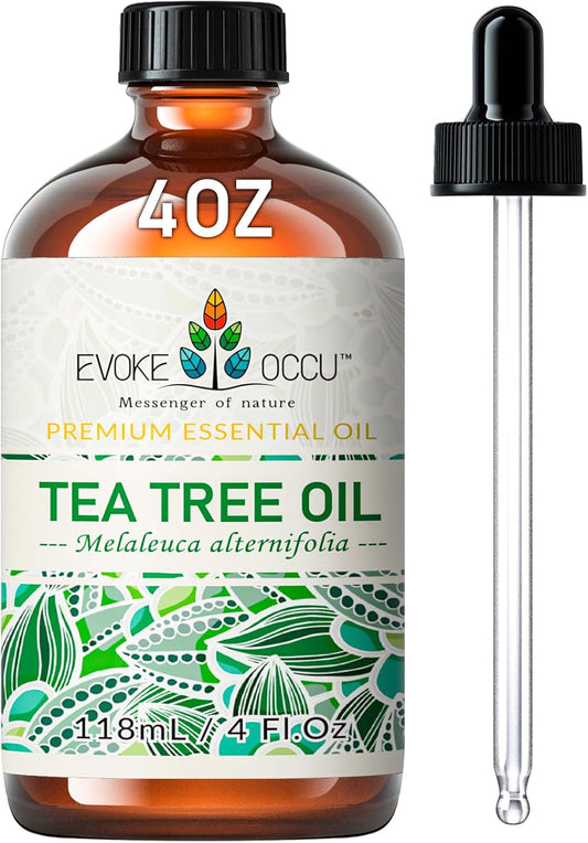 EVOKE OCCU 100% Pure Tea Tree Oil, for Skin, Face, Toenails, Add to Body Wash, Soap, Foot Soak - 4 FL Oz