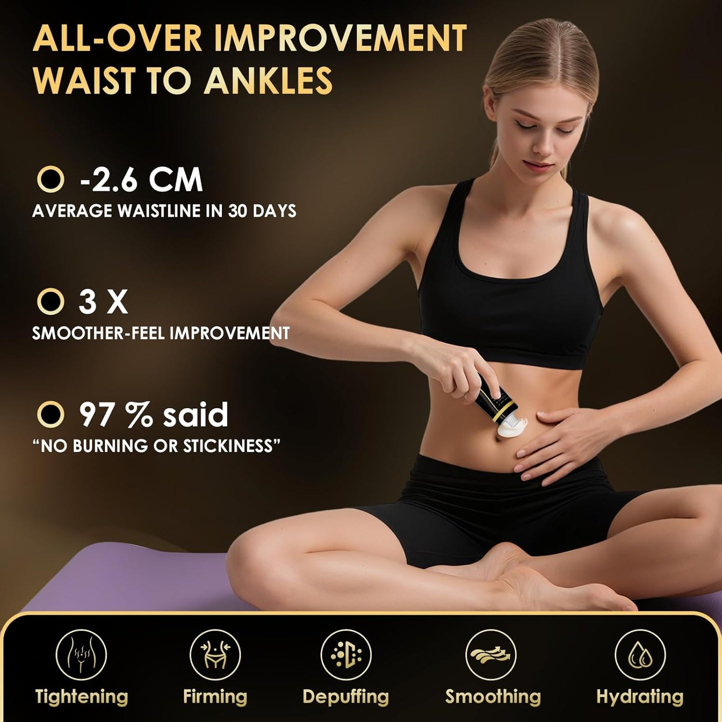 B Flat Belly Firming Cream - Premium Skin Tightening Cream for Stomach，Thighs & Butt， Skin Smoothing Moisturizer for Women and men, 4.22 fl oz