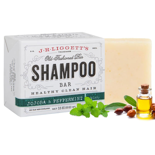 J·R·LIGGETT'S All-Natural Shampoo Bar, Jojoba and Peppermint Formula-Supports Strong and Healthy Hair-Nourish Follicles with Antioxidants and Vitamins-Detergent and No Sulfate, One 3.5 Ounce Bar