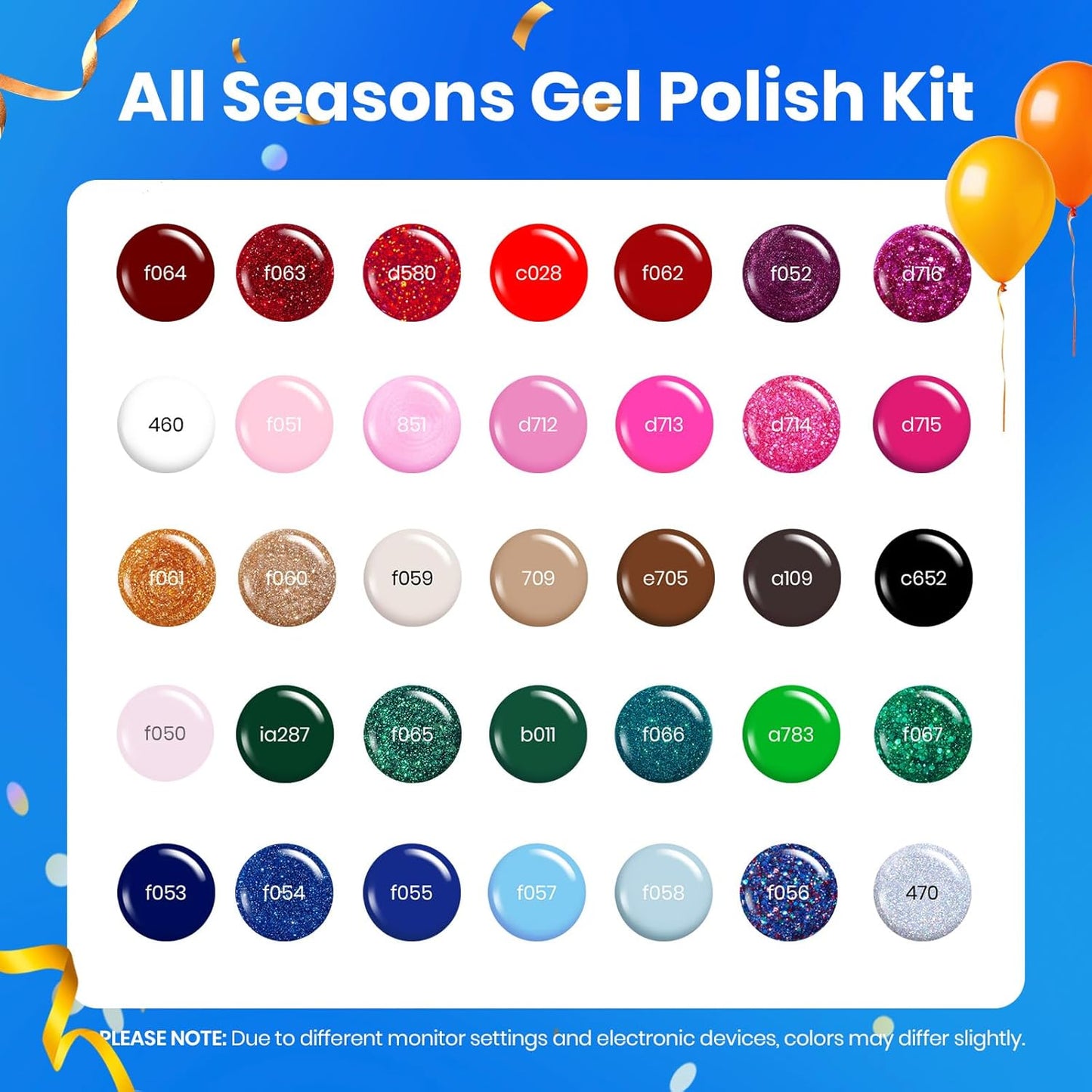 Beetles Christmas Gel Nail Polish Set, Glitz Galaxy Gel Polish Kits, 44Pcs Burgundy Red Gold Green Silver Blue Pink Sparkle Shade with Base Top Coat Winter Manicure Gift for Women