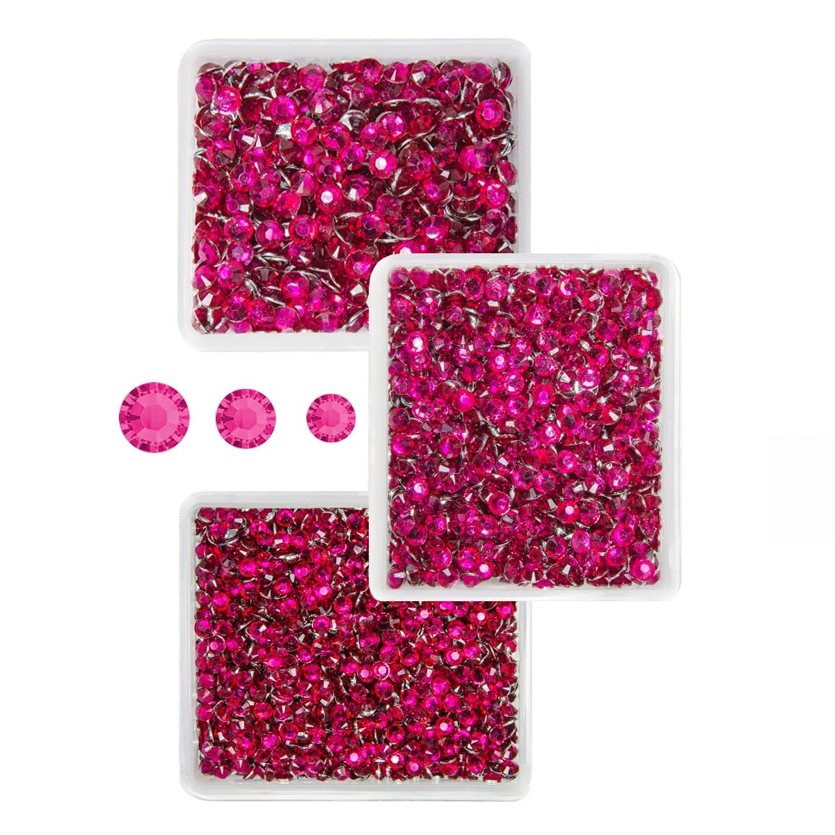 Rose Red Crystal Resin Rhinestones for Crafting 3mm 4mm 5mm Dark Hot Pink Flatback Stones Non-Hotfix Diamonds Crystals Gems for Nails Face Eyes Makeup Tumblers Bottles DIY Crafts Clothes Shoes