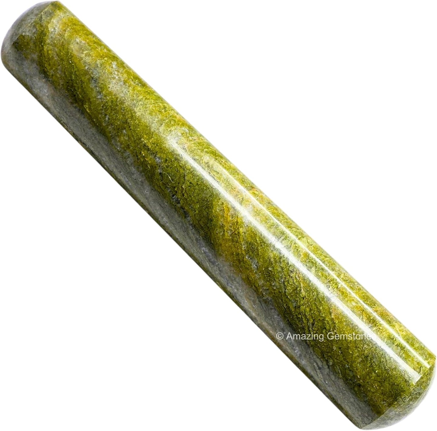 Amazing Gemstone Vesuvianite Crystal Wand Massage Stick - Pelvic Wand Gua Sha for Adults - Crystals and Healing Stones Massage Wands for Adults Gifts (Smooth)