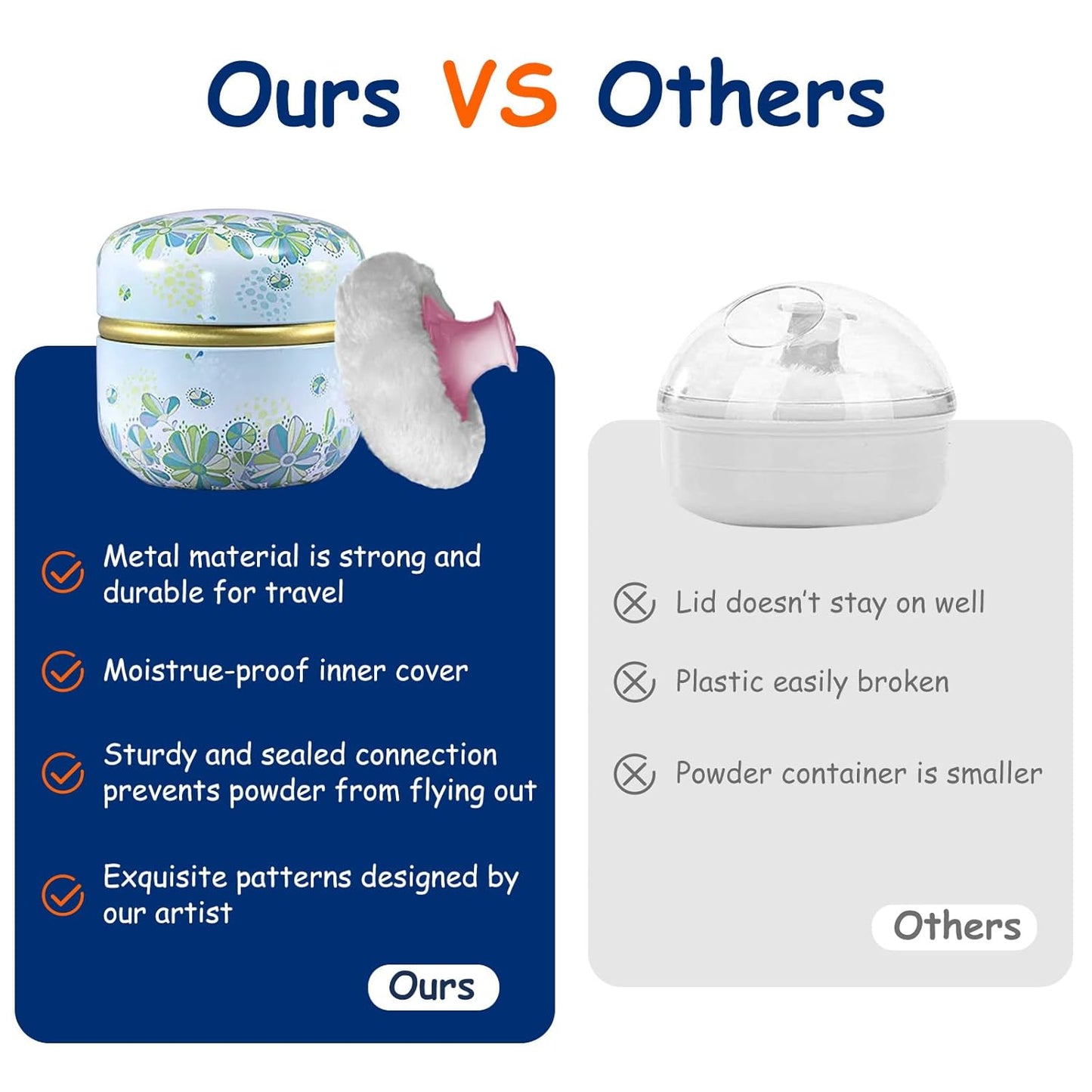 Body Powder Puff and Container for Dusting Powder, Women Powder Puff and Powder Case for Bath and Travel (Light Green)