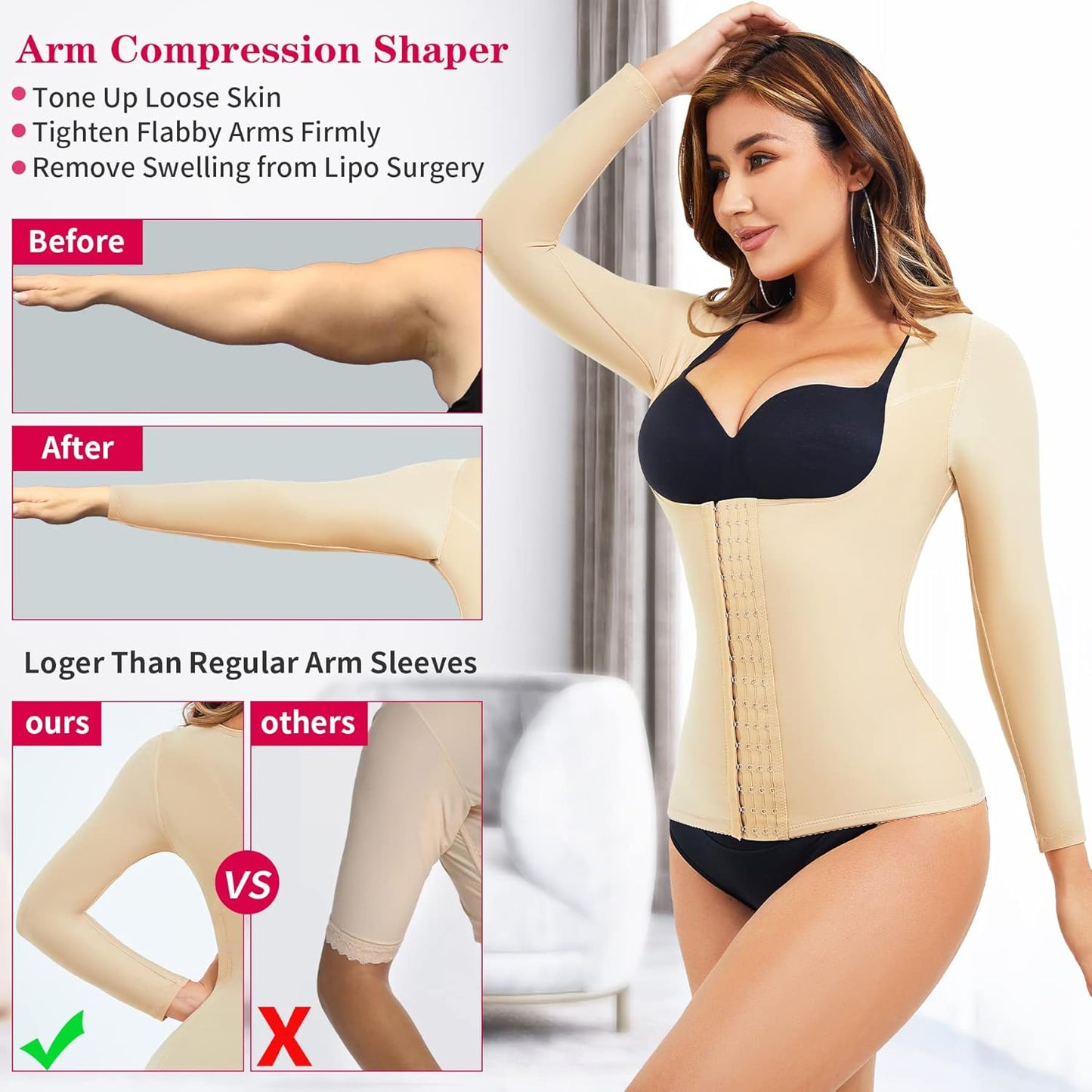 Gotoly Women Waist Trainer Corset Tummy Control Shapewear Upper Arm Shaper Post Surgical Slimmer Compression Tops