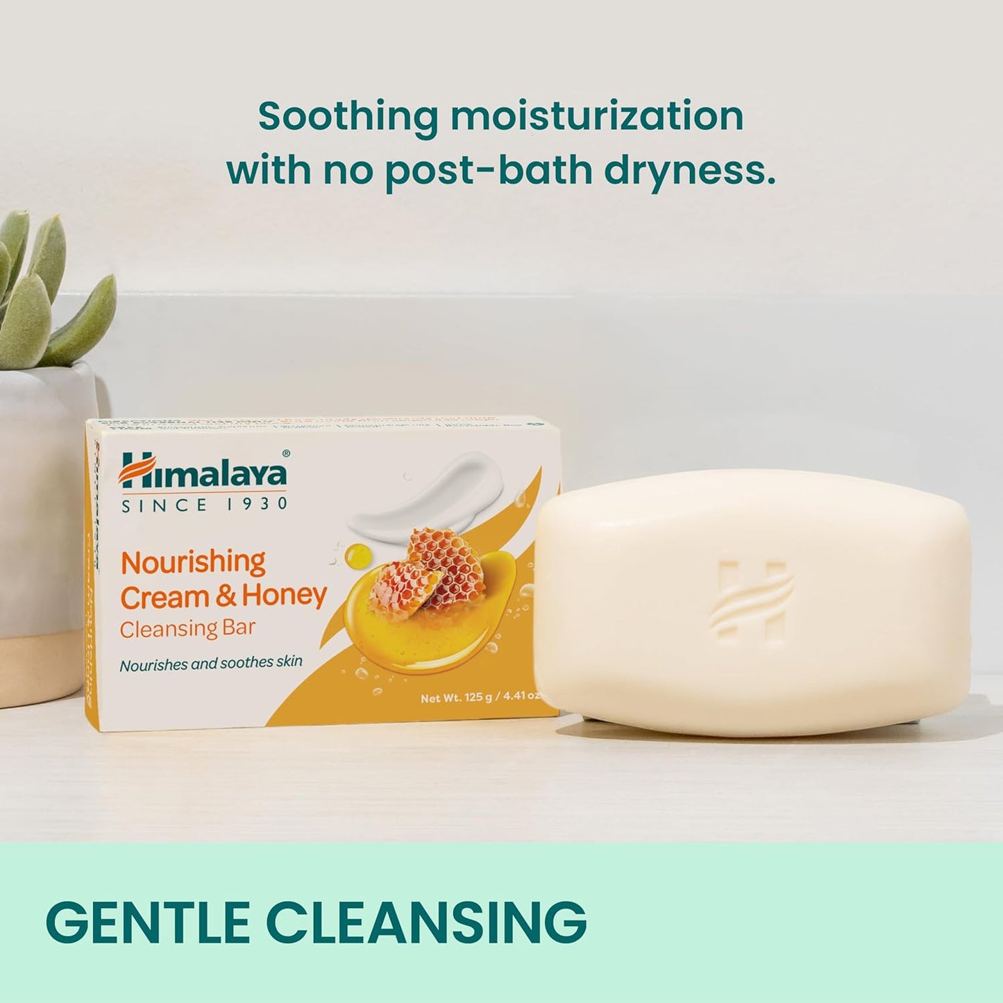 Himalaya Nourishing Cream & Honey Cleansing Bar, Face and Body Soap for Soft Skin, 4.41 oz, 6 Pack