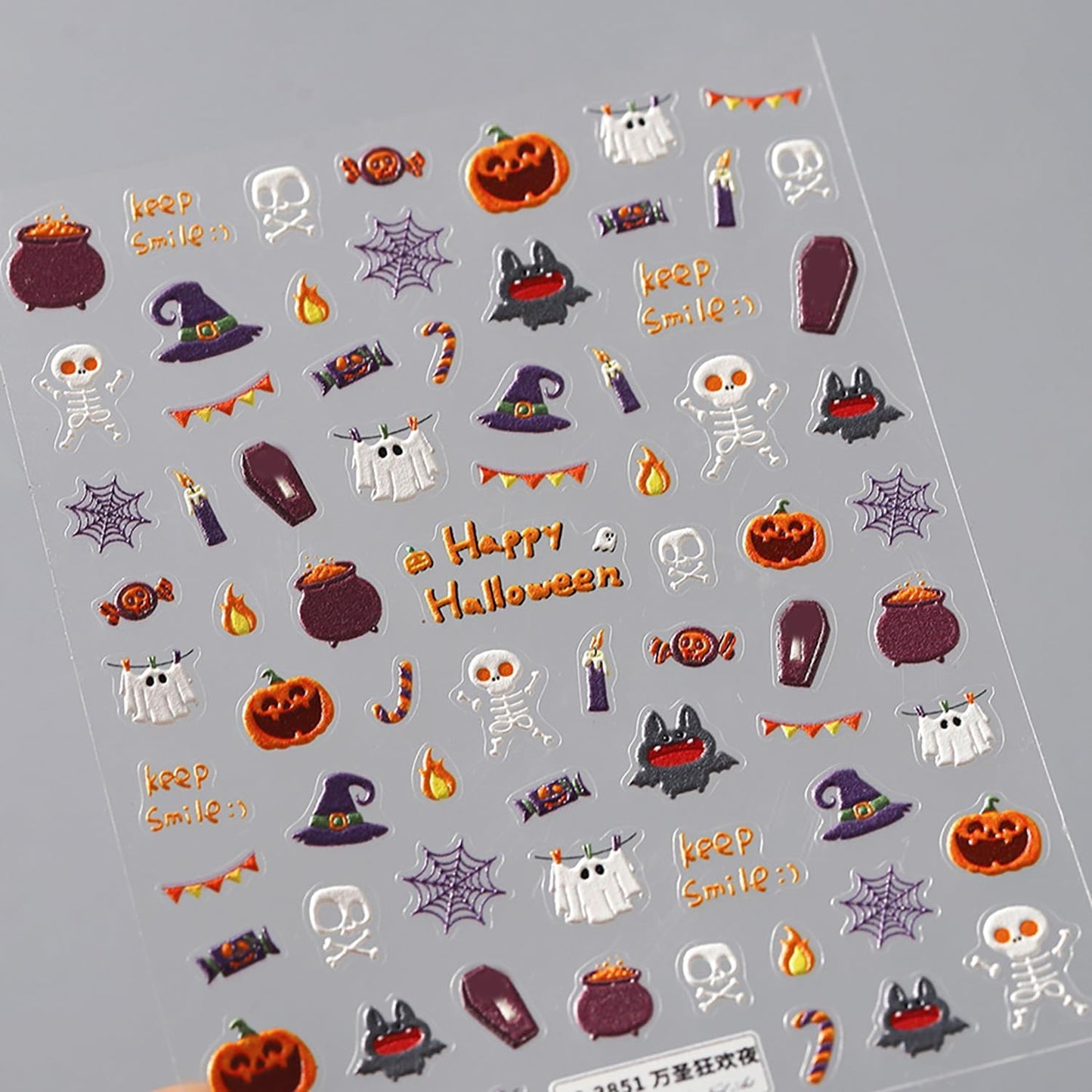 Halloween Nail Art Stickers 5D Embossed Cute Ghost Nail Decals for Nail Art Designs Self Adhesive Skull Spider Web Nail Stickers Pumpkin Bat Nail Supplies for Women Nails DIY Accessores