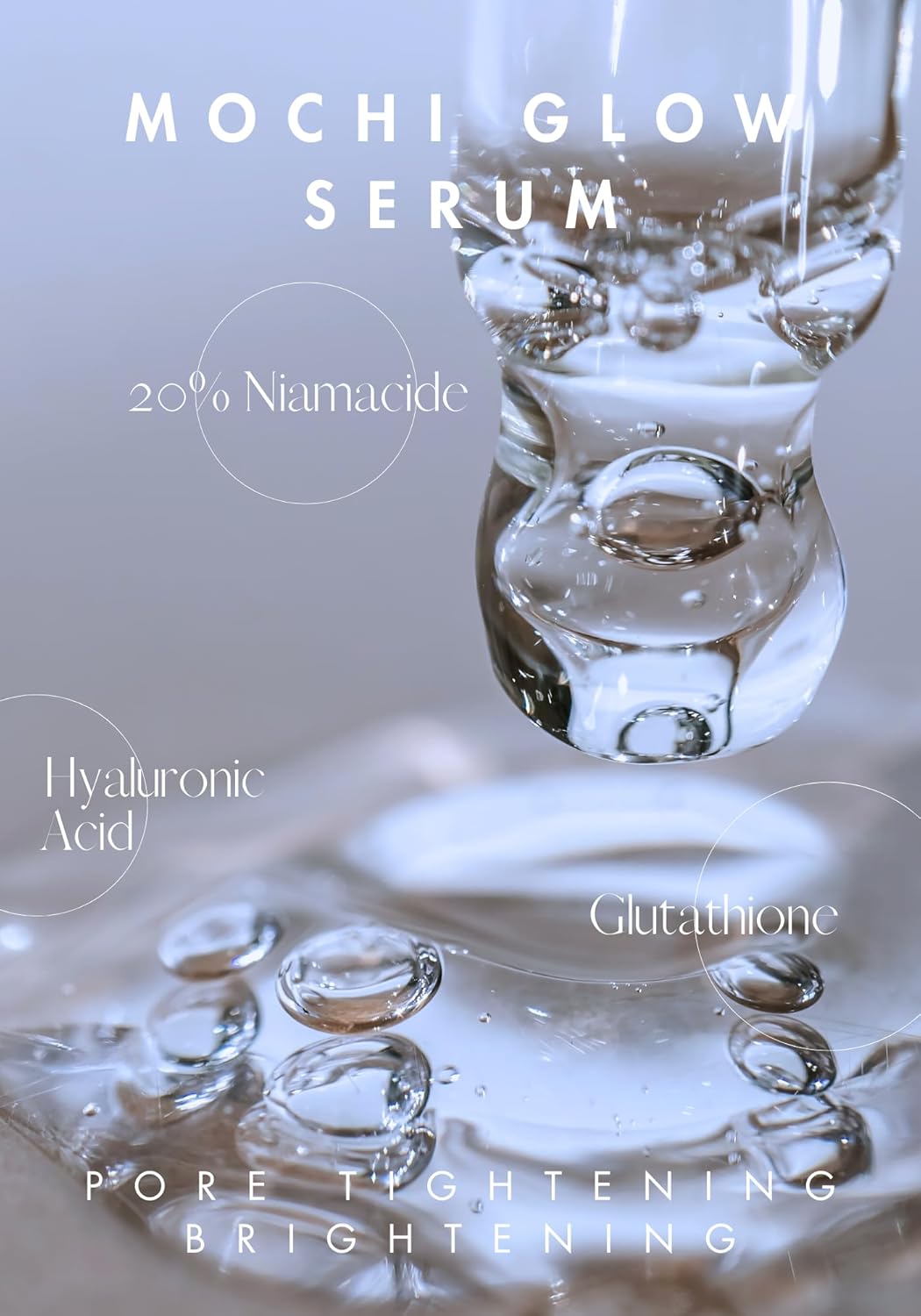 NOTHING FITS BUT Mochi Glow 20% Niacinamide Serum for Face, Pore Tightening & Brightening Skin Serum with Hyaluronic Acid & Glutathione for Dark Spots & Fine Lines, Korean Skincare (50ml/1.7fl.oz.)