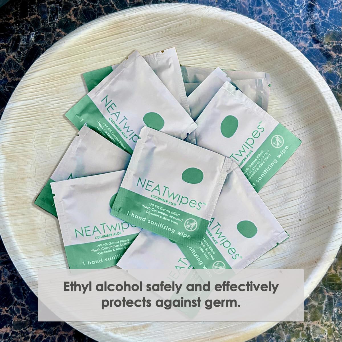 NEATwipes Hand Sanitizing Wipes | Travel Essentials | Disposable Wet Wipe & Planet Friendly | Cucumber Aloe Essential Oil | 10 Pouches of 24 Individually Wrapped Wipes