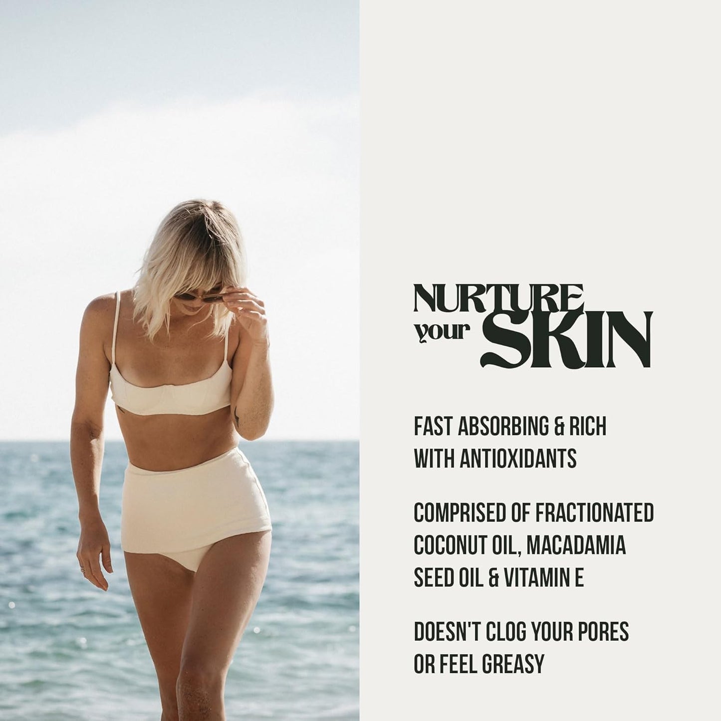 PIRETTE Dry Body Oil, Women’s Beach Inspired Hydrating Mist for Hair & Body, with Coconut Oil & Vitamin E, 4 Fl Oz