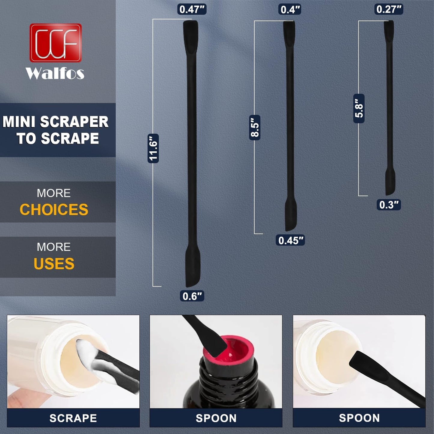 Walfos 3pcs Mini Silicone Spatula Set, Small Spatulas For Cosmetics, 600°F Heat Resistant Reusable Beauty Spatula Tiny Spatula, No Bpa Free, For Kitchen Cooking Cosmetic Jars Kitchen Bottles, Black