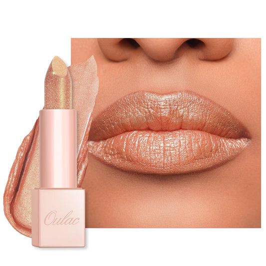 Oulac Infinity Moisture Shine Lipstick - High Shine Shimmery Finish, Super Creamy Texture, Medium to High Coverage - Gluten Free, PG13 Sahara Glow