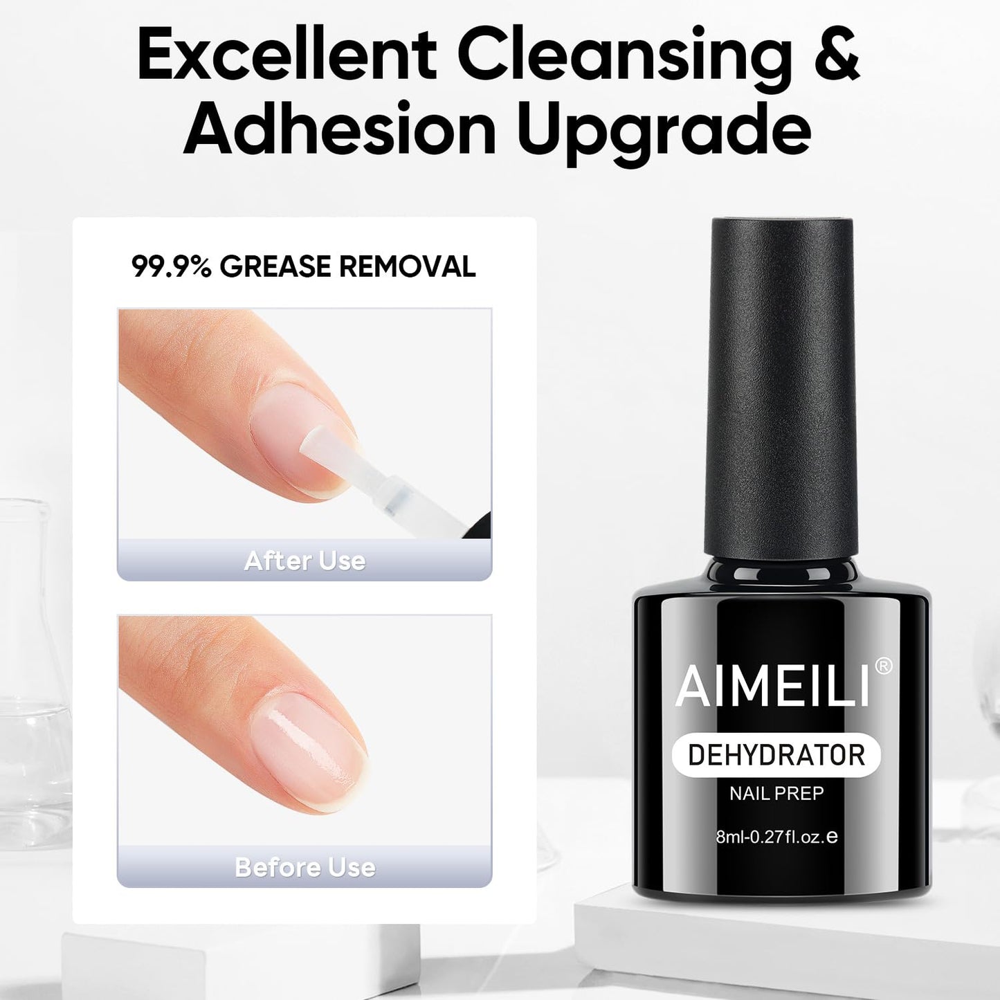 AIMEILI Nail Glue Gel with Top Coat and Prep Dehydrator 3 PCS, Hema Free, Cruelty Free, Vegan, Clear High Gloss Gel Nail Polish Long Lasting Nail Art