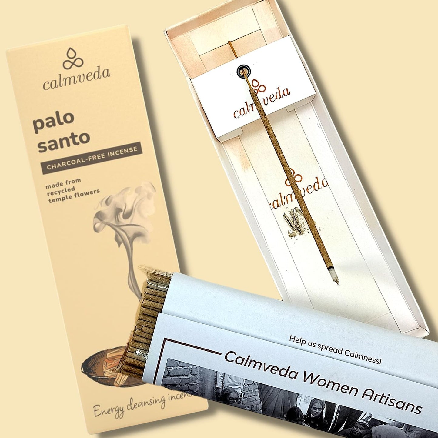 Holy Palo Santo Incense Sticks - 80 Charcoal Free Incense, Made from Upcycled Flowers | Cleansing Incense Sticks Spiritual or Inciensos para Sacar Malas Energias