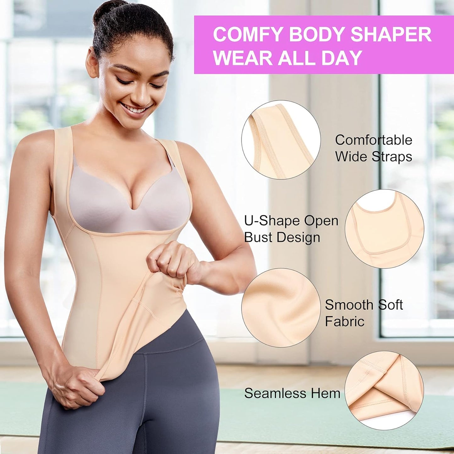 URSEXYLY Women Waist Trainer Shapewear Vest Seamless Body Shaper Tummy Control Workout Tank Top Corset