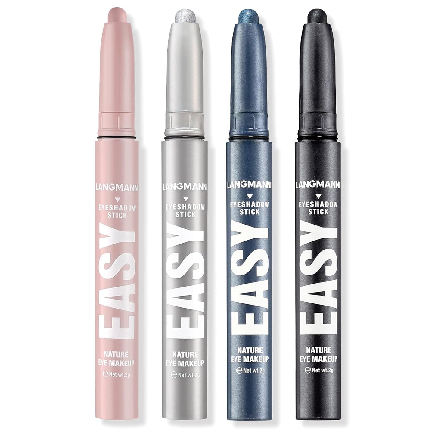 LANGMANNI Eyeshadow Stick,4 PCS Waterproof Multi-Color Eyeshadow Pen Set,Creamy Long-Lasting Eye Makeup Kit,Natural & Shimmer Shades Contour Stick,Gifts For Women (#1+7+22+23-4Colors)