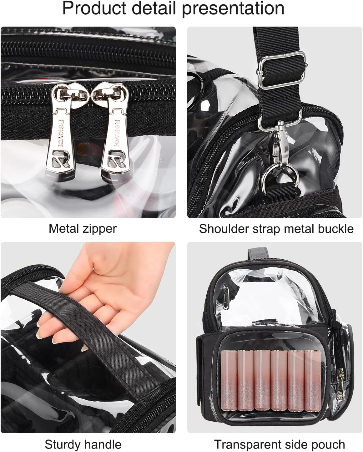 Makeup Brush Case, Large Makeup Brush Holder Professional Makeup Artist Travel Case Clear Waterproof Cosmetic Organizer Bag, Full Open Easy to Access, with Adjustable Strap and Dividers