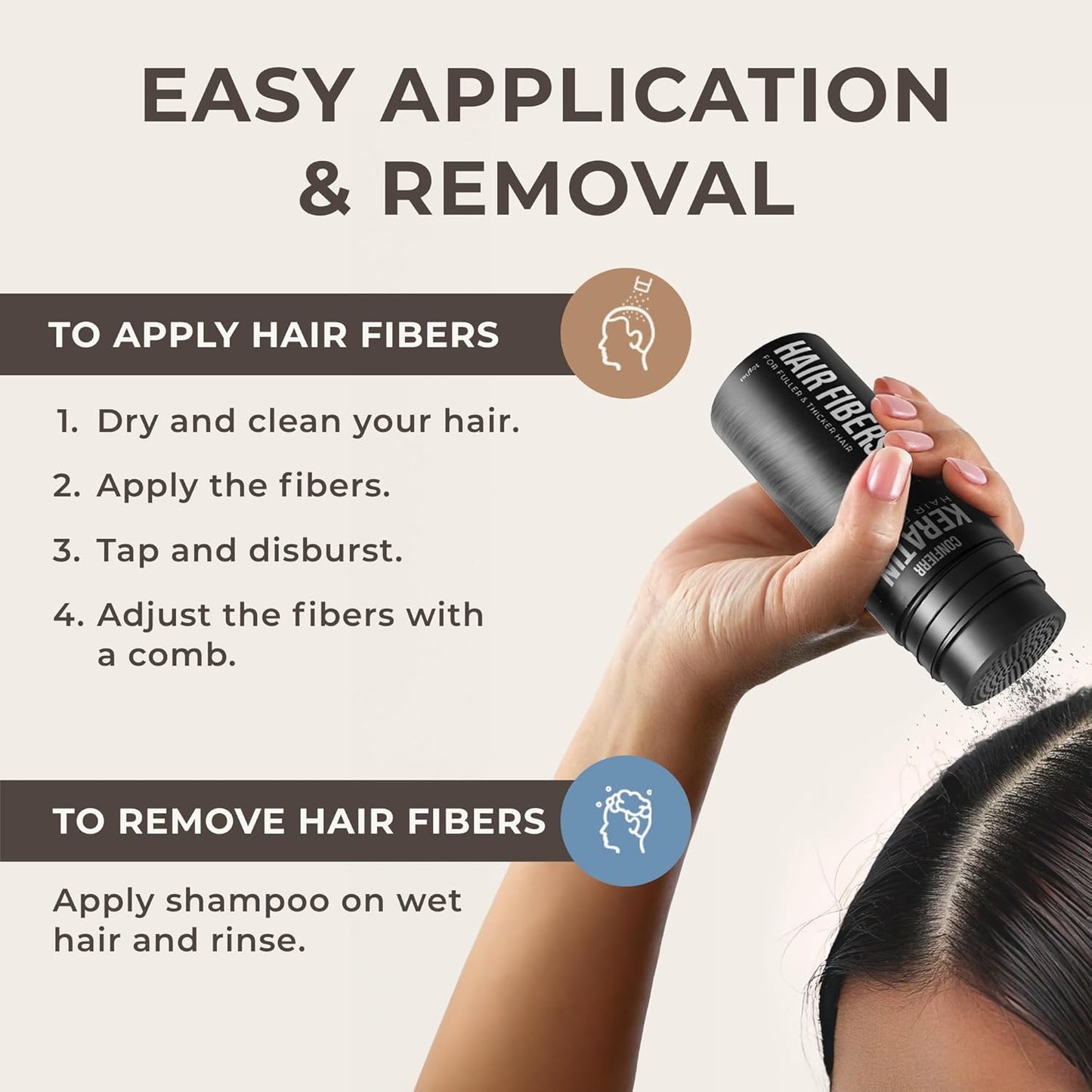 Keratin Hair Fibers for Men & Women - Fill In Fine or Thinning Hair, Instantly Thicker, Fuller Looking Hair (Medium Brown 15g)