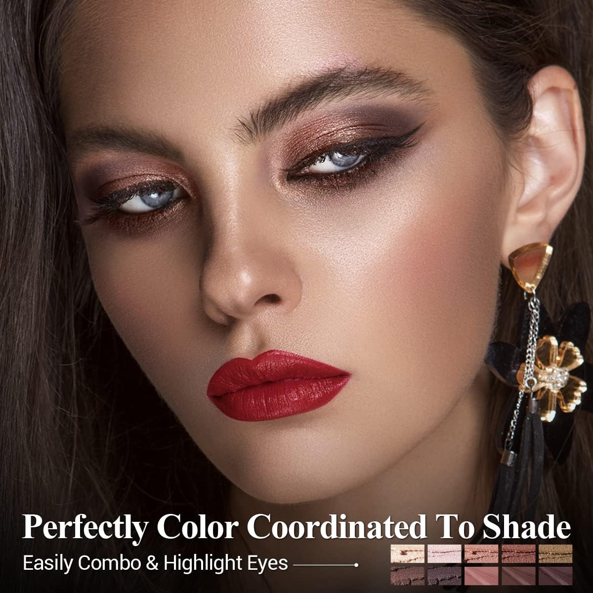 10PCS Eyeshadow Stick,Shimmer And Matte Brown Metallic Cream Eyeshadow Pencil Crayon with Smudge-proof & Waterproof, Eye Brightener Stick, Ideal Gift for Women - Ash Rose