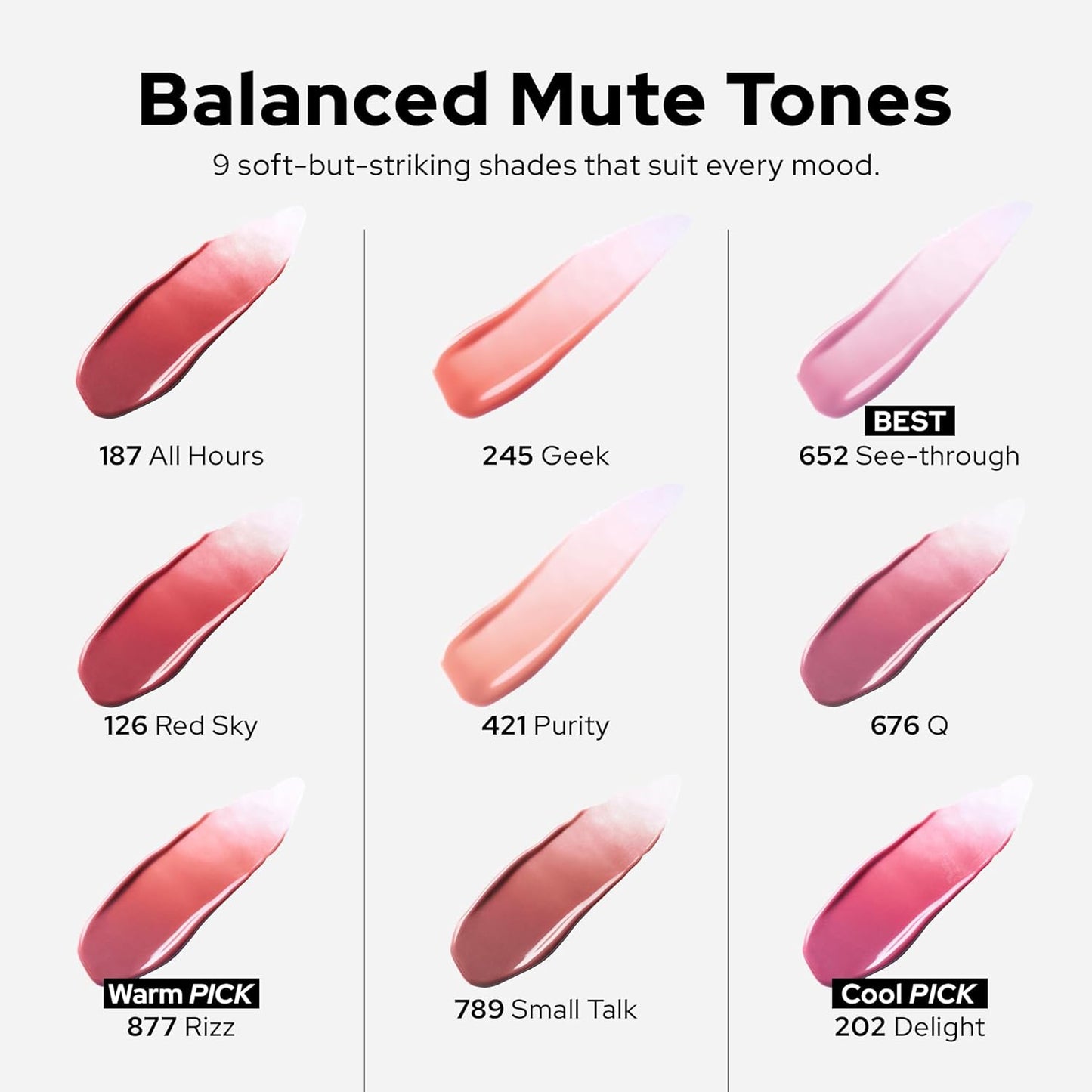 Unseen Ballon Tint, 6 Colors Set for All Skin Types. Buildable Color, Long Lasting Glossy Lip Stains, Lightweight Lip Gloss Make up (RIZZ, 1 Oz)