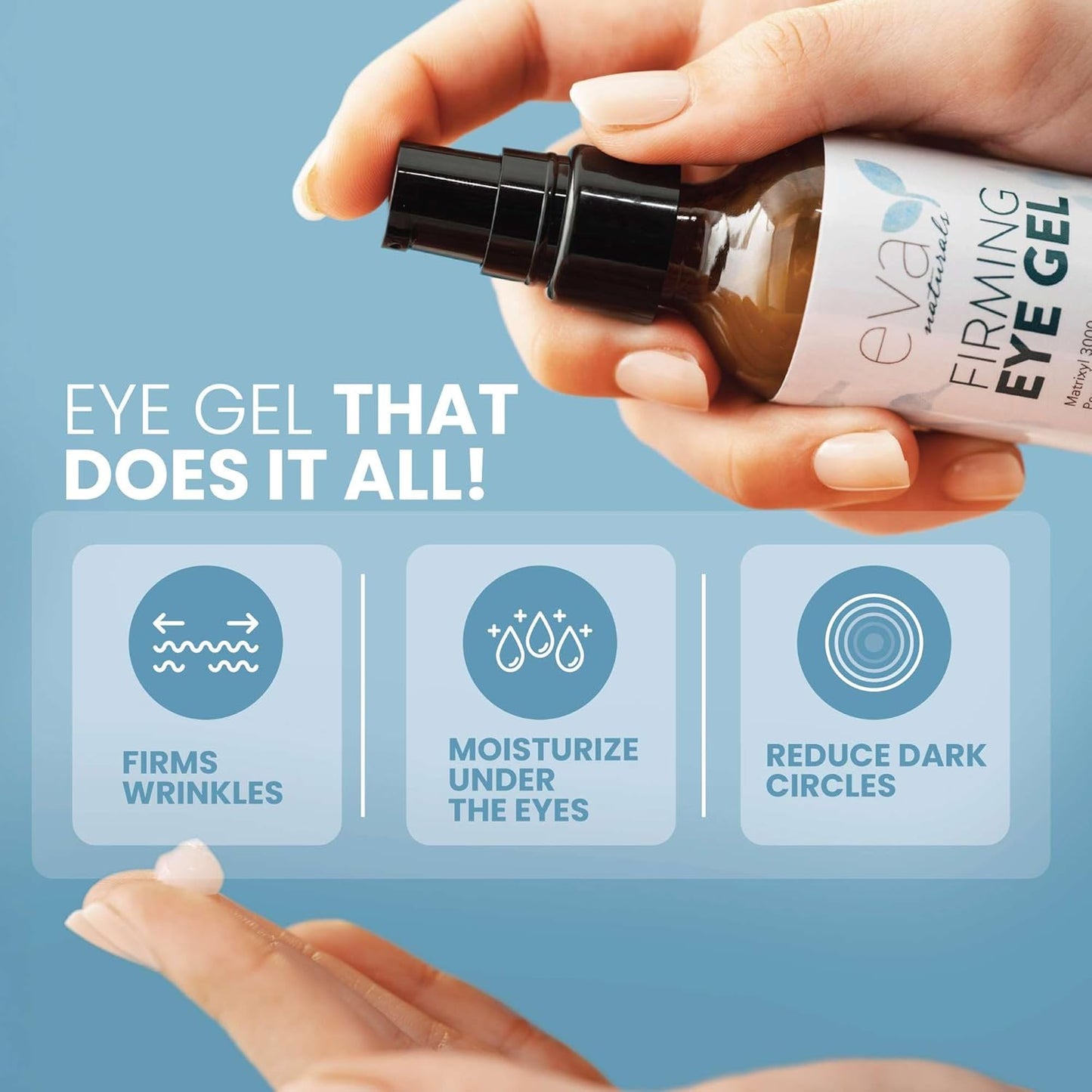 Eva Naturals Eye Gel for Dark Circles, Bags & Puffiness – Anti-Aging Serum with Peptides, Hyaluronic Acid & Botanicals – Firming Under Eye Treatment for Wrinkles, Fine Lines & Tired Skin – 2 oz 2 Pack