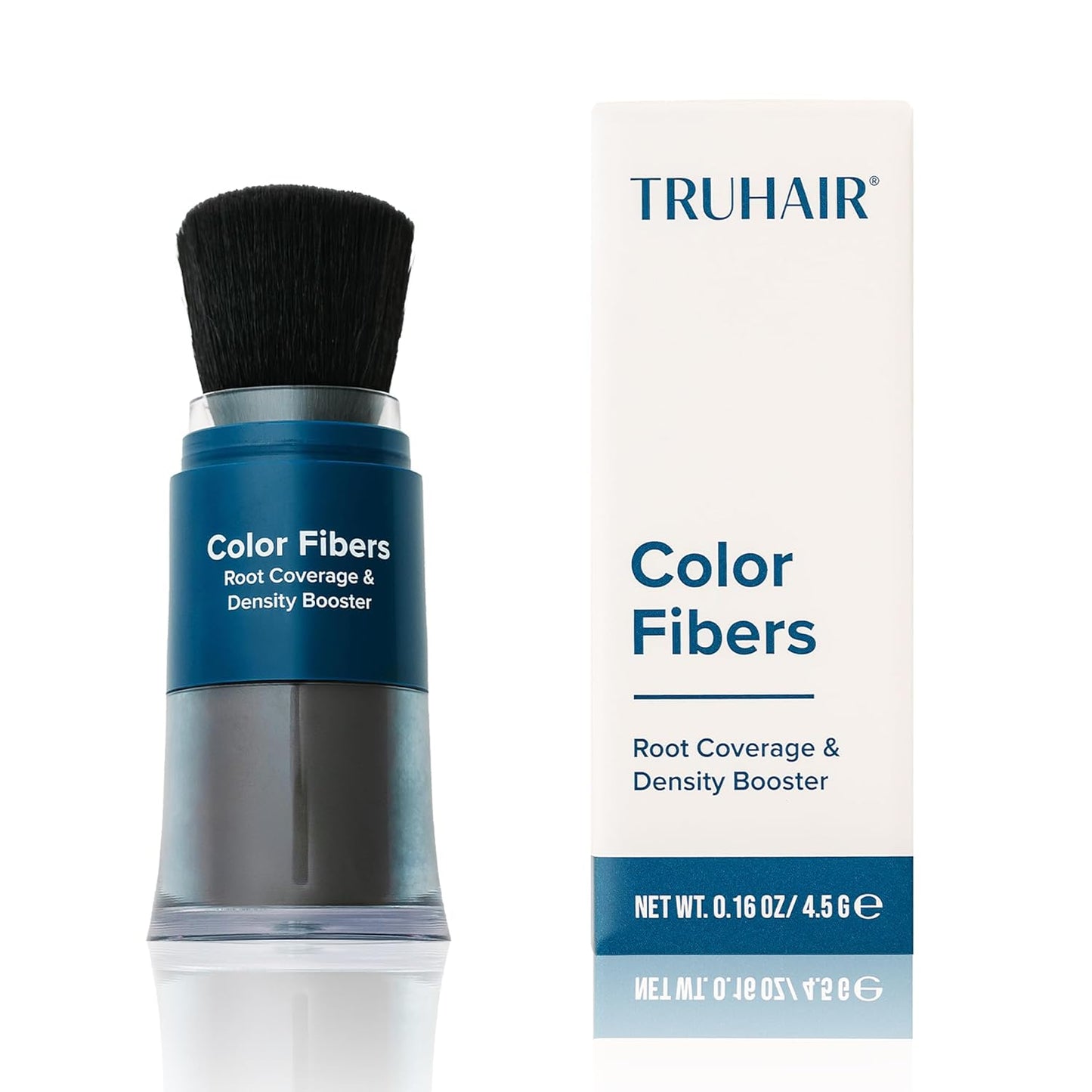 TRUHAIR Color Fibers Root Coverage & Density Booster | Quick-Apply Touch Up Hair Color | Natural Matching, Gray Hair Cover Up - 11 Colors Available (Black)