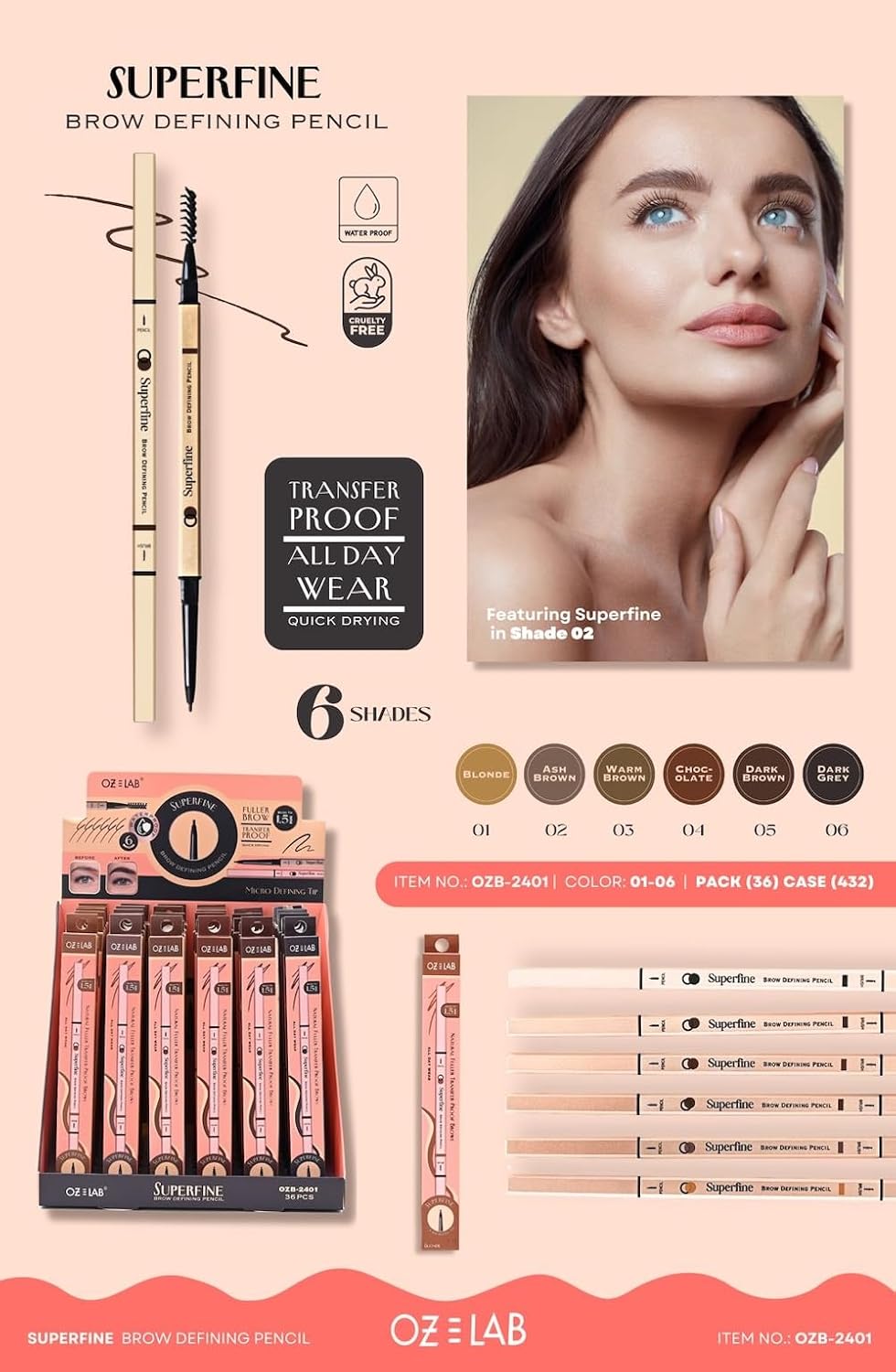 Beauty Superfine Micro Brow Pencil – 1.5mm Ultra-Fine Tip, Waterproof, Vegan Formula, 6 Shades – Long-Lasting Natural Eyebrow Pencil (04 - Chocolate Brown, 0.08G/0.002 FL.OZ（pack of 1）)