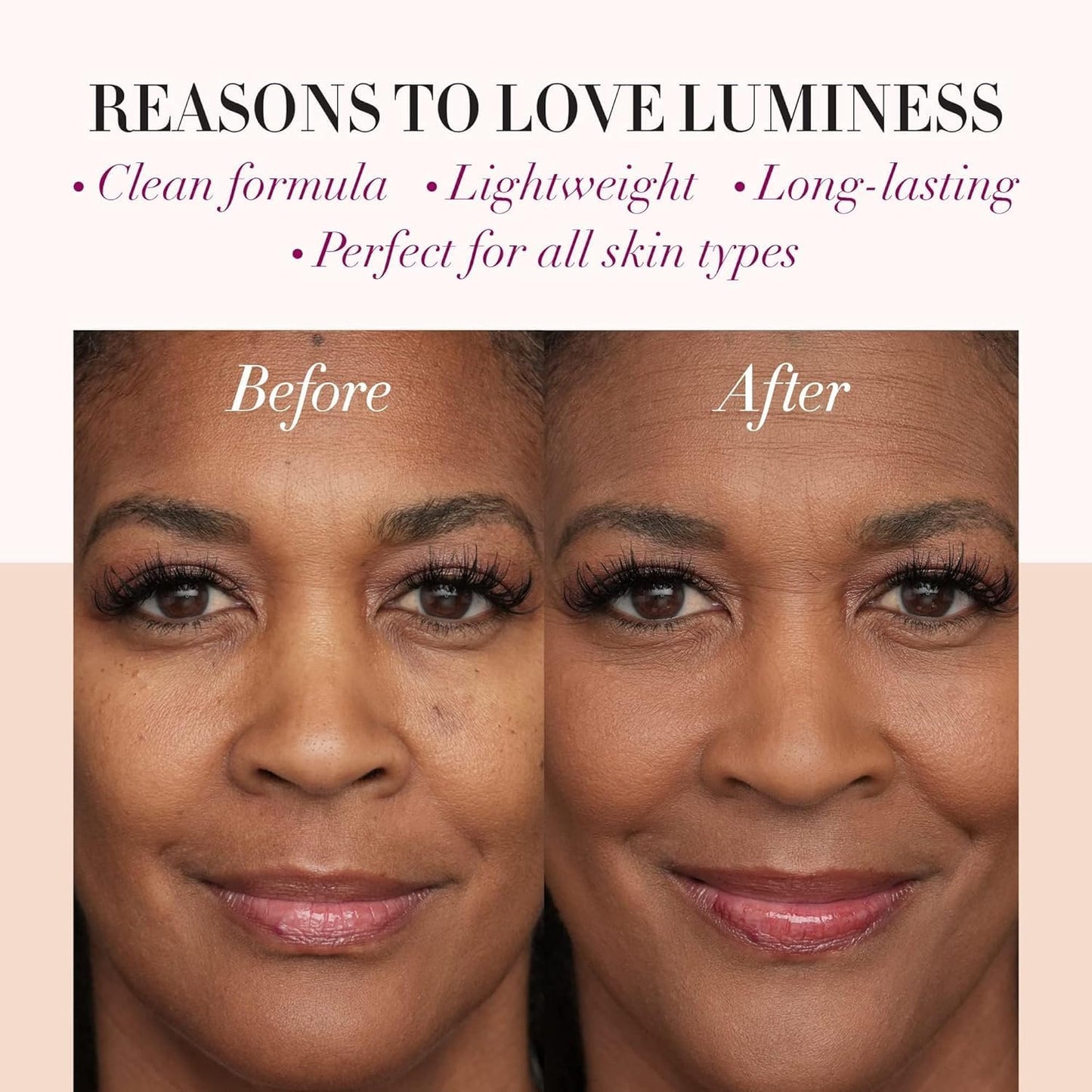 LUMINESS Silk Airbrush Spray Foundation & Buffing Brush Kit – Full Coverage Foundation & Dual-Sided Buffing Brush - Buildable Coverage, Anti-Aging Formula Hydrates & Moisturizes (Shade - Rich)