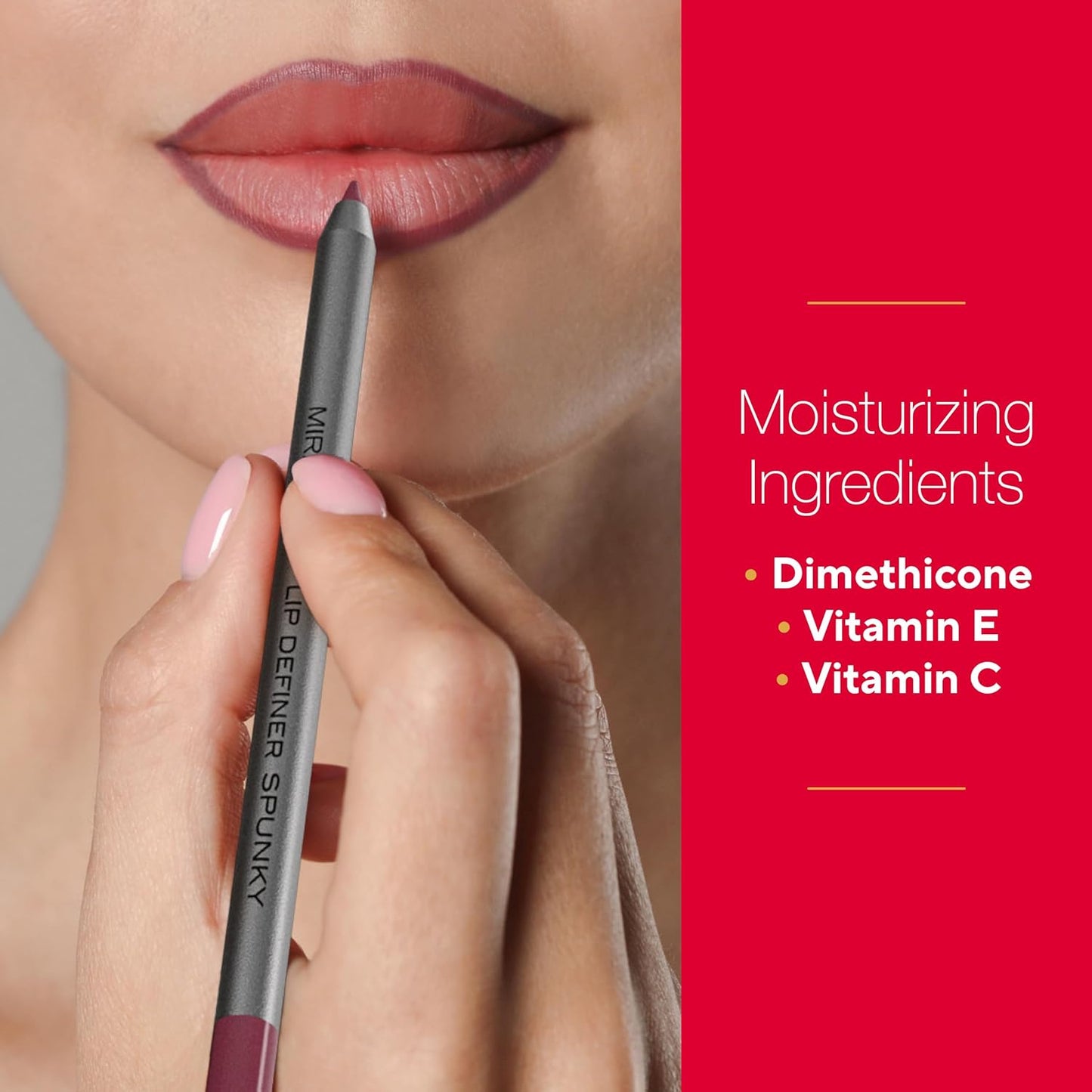 Mirabella Line & Define Lip Definer Lip Pencil, Smoothing & Moisturizing Retractable Lip Liner with Long-Lasting & Ultra-Creamy Formula, Antioxidants Vitamin C & E, & Built-In Sharpener - Bratty