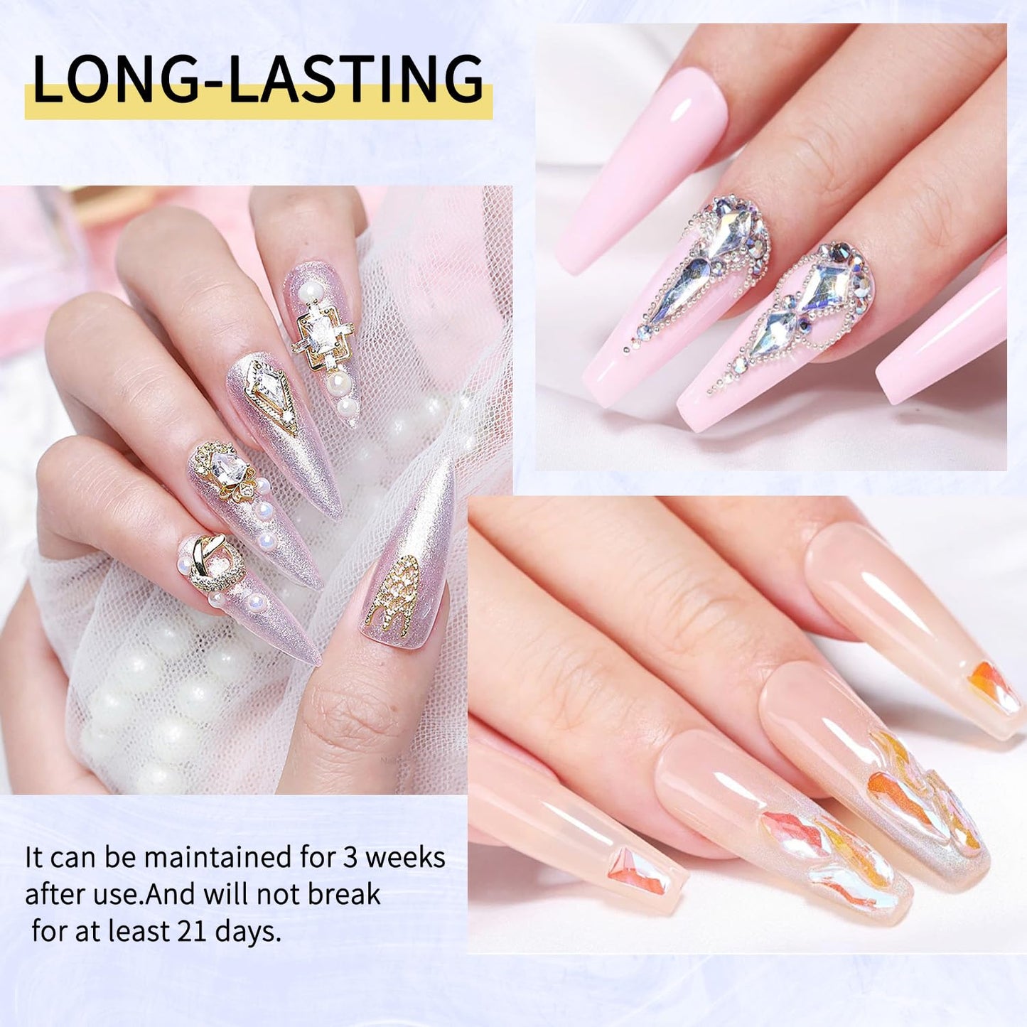 Rhinestone Glue Gel Kit- Superior Nail Art Glue Ensuring Strong and Long-Lasting Bond for Nail Rhinestone Glue Kit Nail Art Decorations, Charms, 3D Bling, Gems UV/LED Easy Application