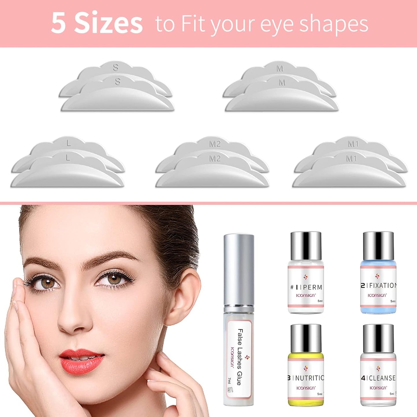 ICONSIGN 2025 Upgraded Lash Lift Kit, Professional Semi-Permanent Curling Eyelash Perm Kit Suitable for Salon & Home Use
