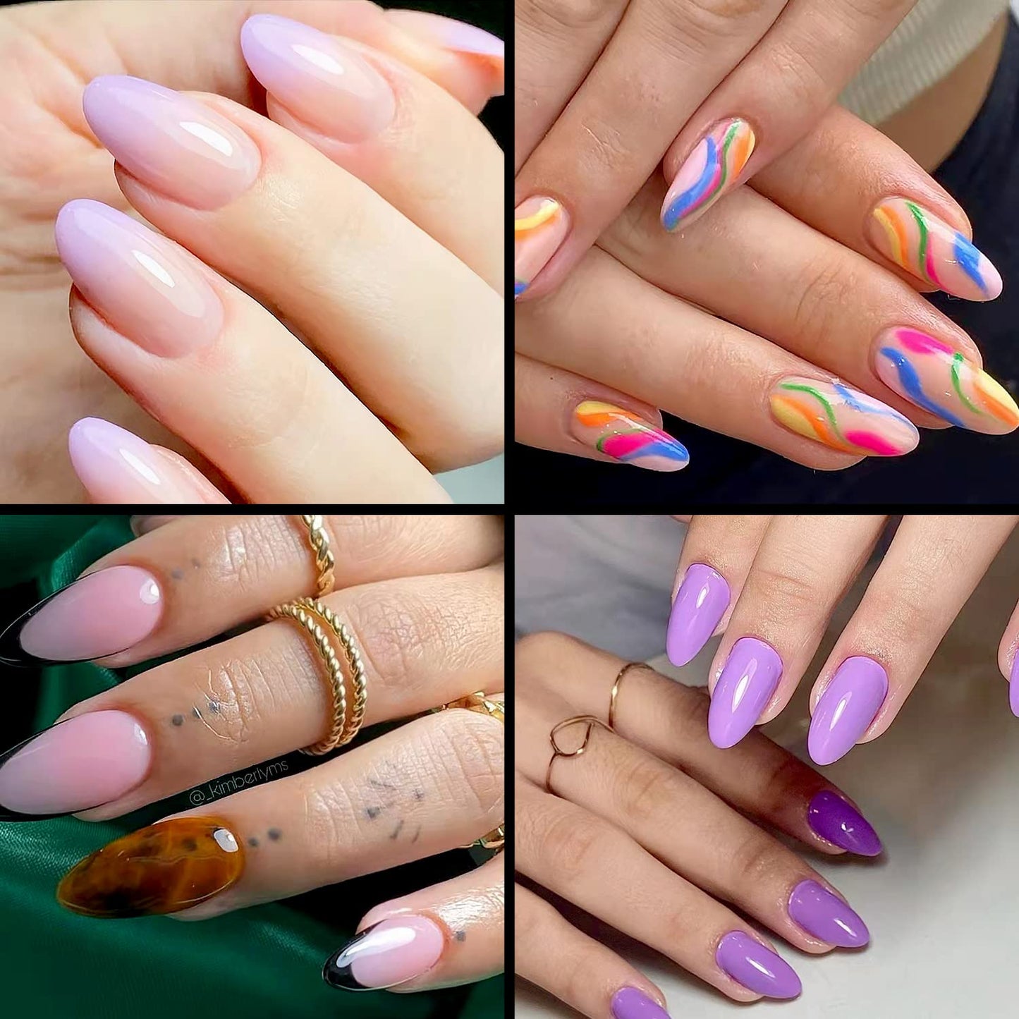 Almond Nail Tips Short - INFELING 500Pcs Full Cover Nail Tips, Acrylic False Fake Nails with Box for Nail Salons and DIY Nail Art, 10 Size, Natural