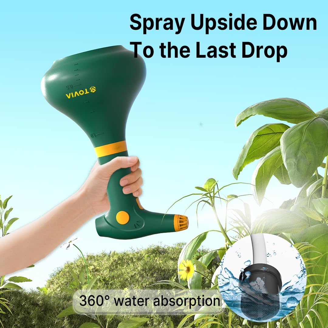 T TOVIA: Garden Sprayer 1 Liter Battery Spray Bottle Powered Electric, Rechargeable, Portable Garden and Plant Sprayer, Mister, for Outdoor and Indoor Plants,Cleans and Gardens, Handheld Powered